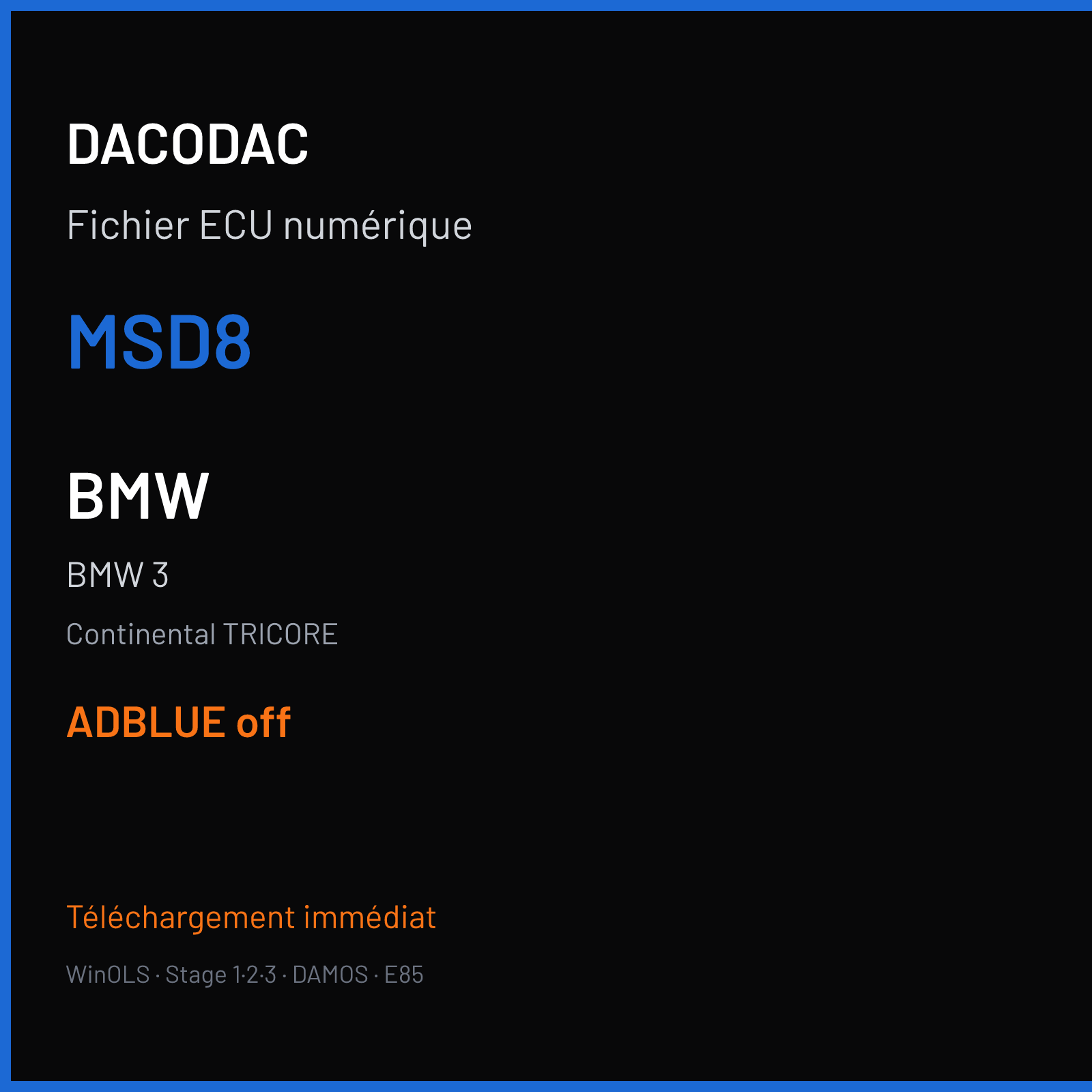 BMW 3 (2009) — Continental TRICORE — MSD8 — ADBLUE off