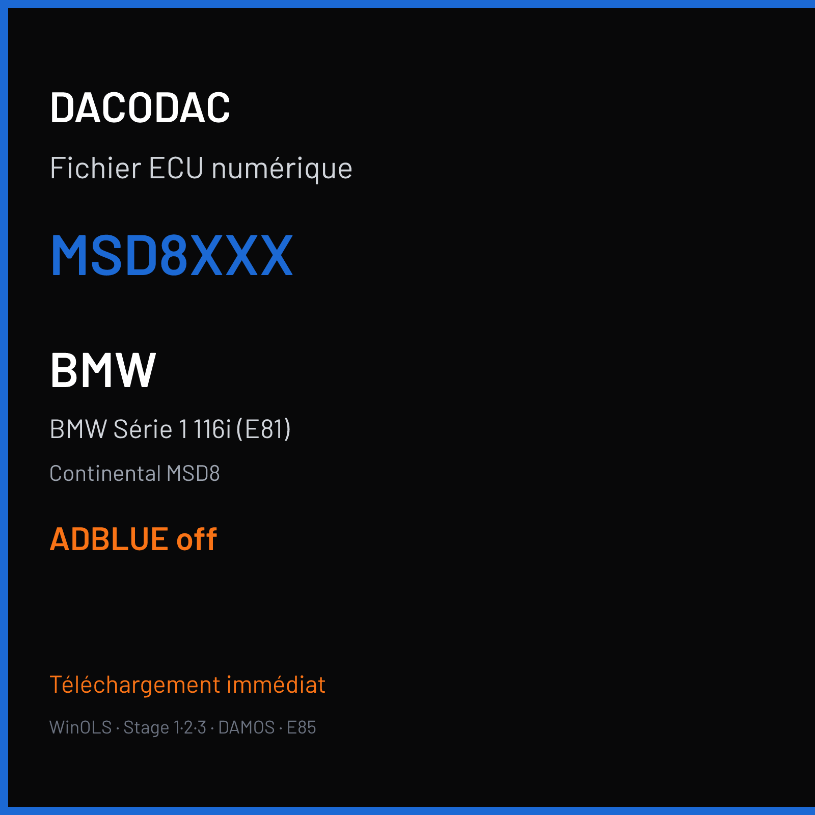 BMW Série 1 116i (E81) (2011) — Continental MSD8 — MSD8XXX — ADBLUE off