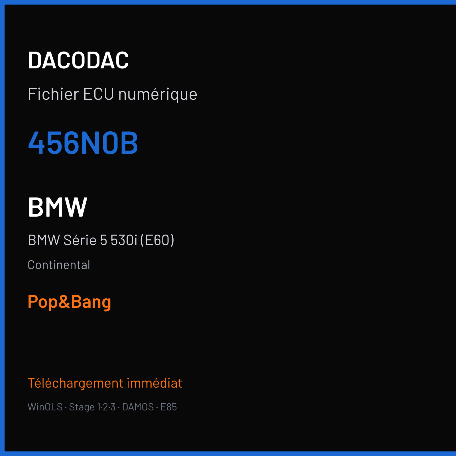 BMW Série 5 530i (E60) (2005) — Continental — 456N0B — Pop&Bang
