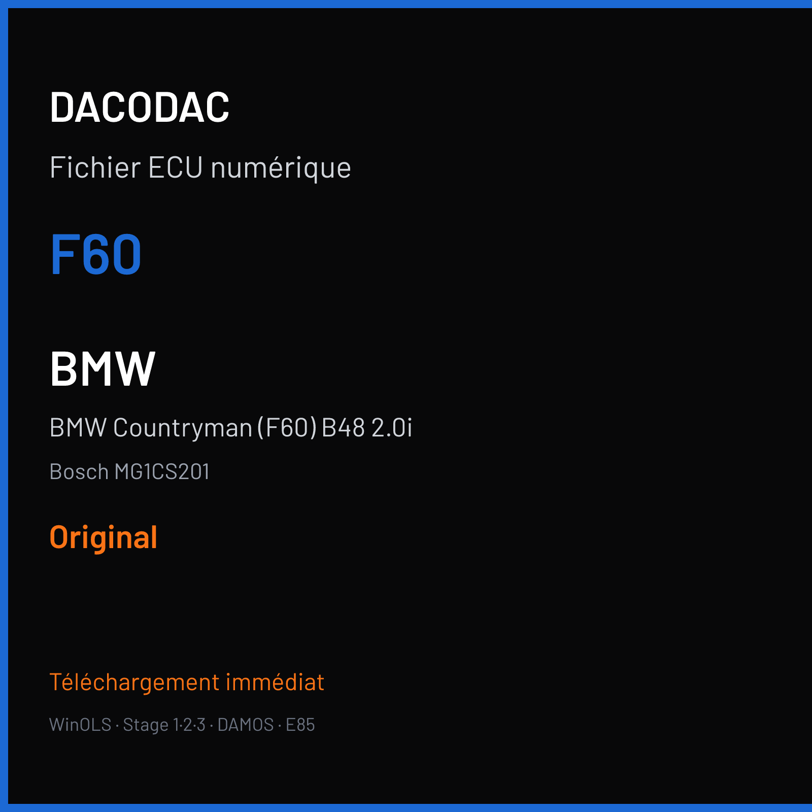 BMW Countryman (F60) B48 2.0i (2019) — Bosch MG1CS201 — F60 — Original