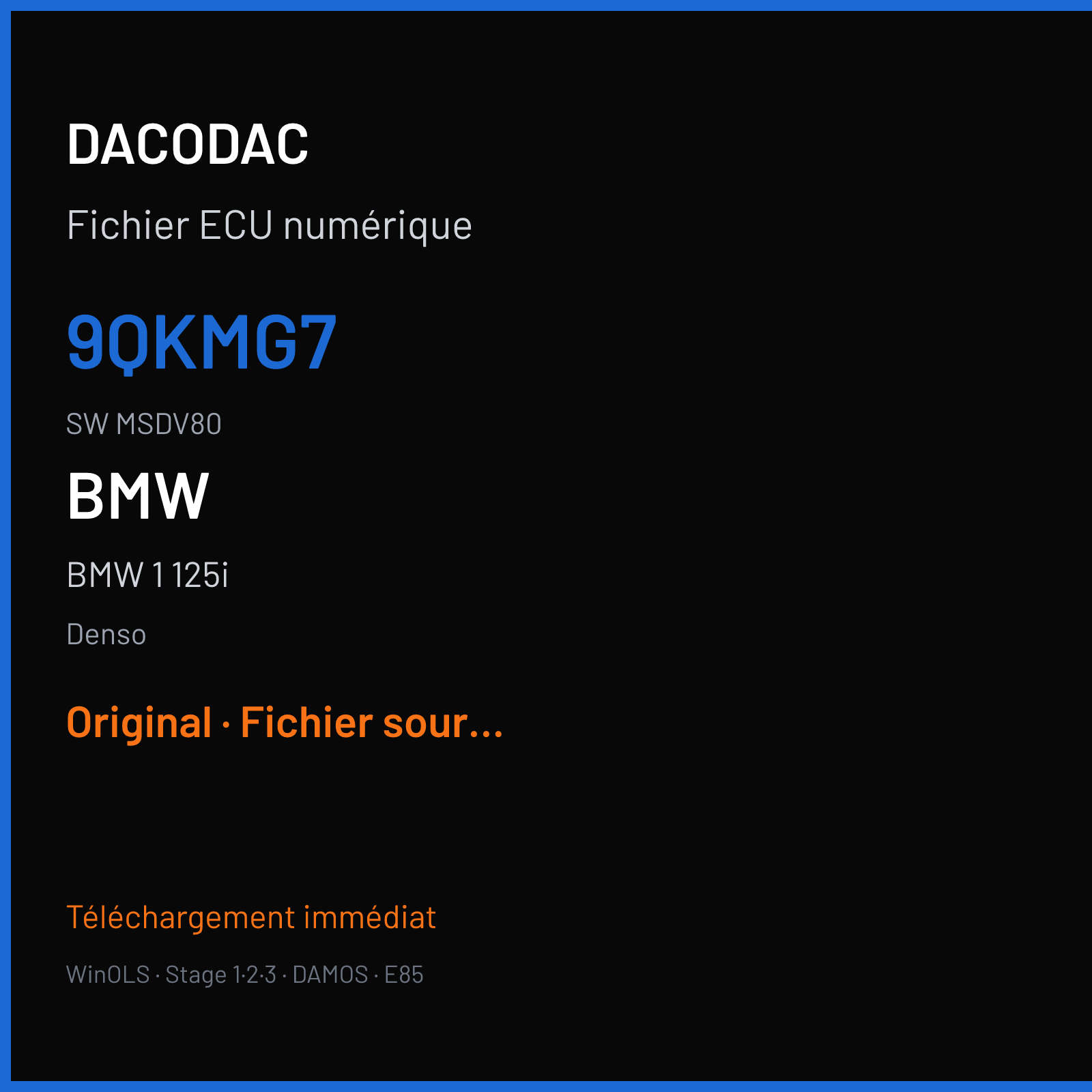 BMW 1 125i (2009) — Denso — 9QKMG7 · MSDV80 — Original