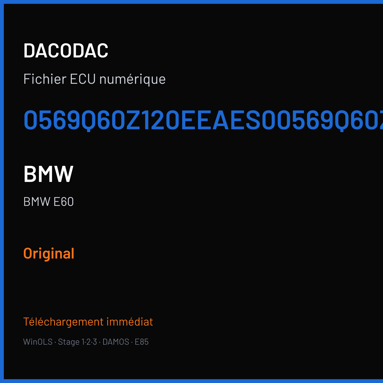 BMW E60 (2010) — 0569Q60Z120EEAES00569Q60Z120EEAES00569Q60Z120EEAE — Original