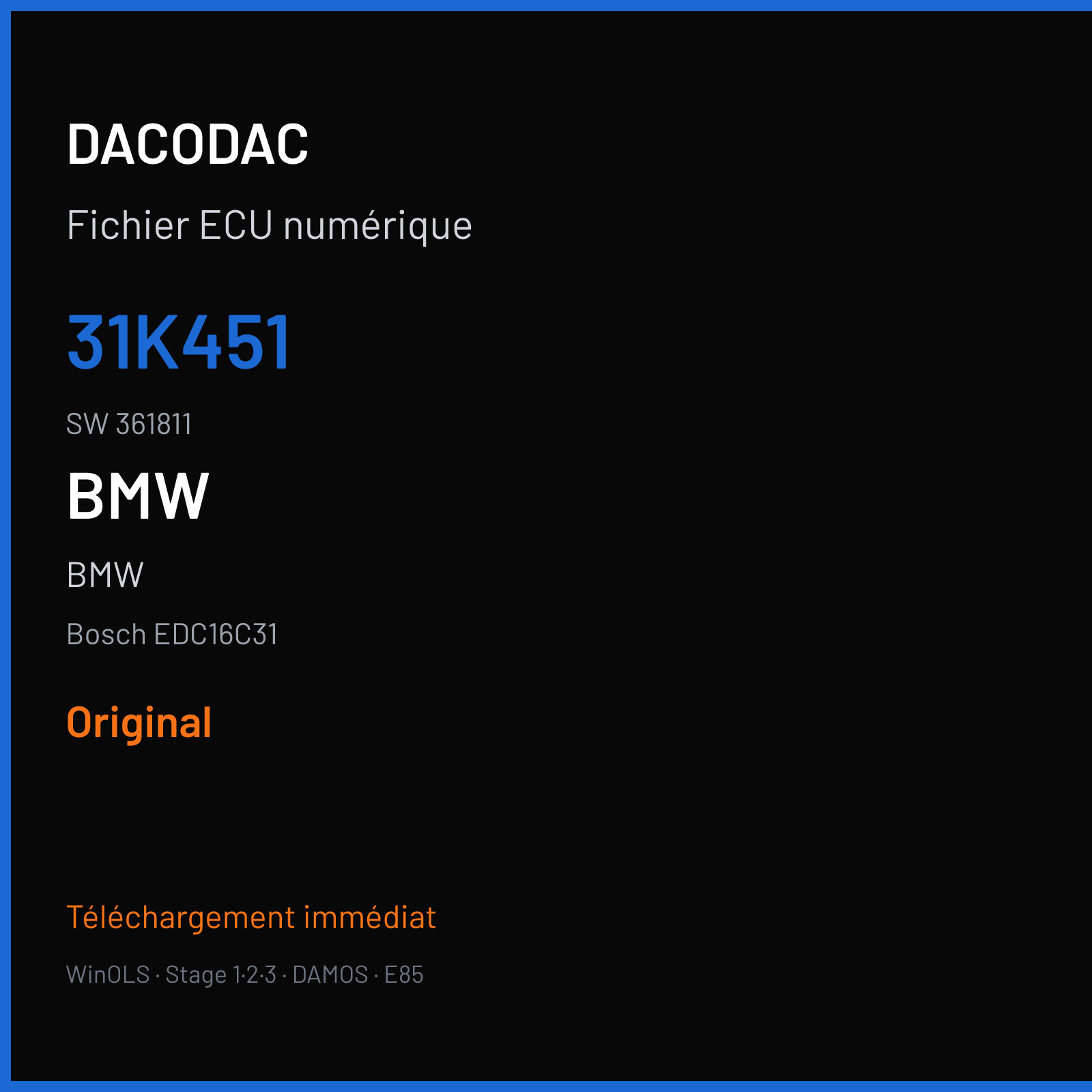 BMW — Bosch EDC16C31 — 31K451 · 361811 — Original
