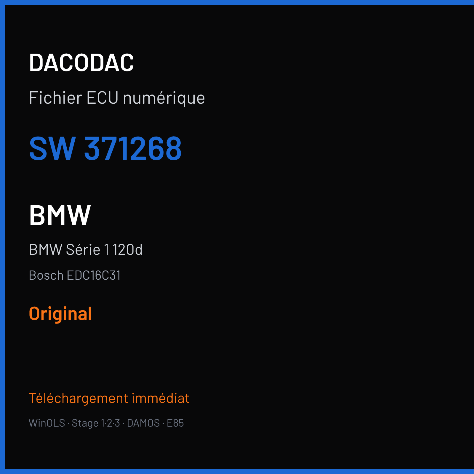 BMW Série 1 120d (2004) — Bosch EDC16C31 — 371268 — Original