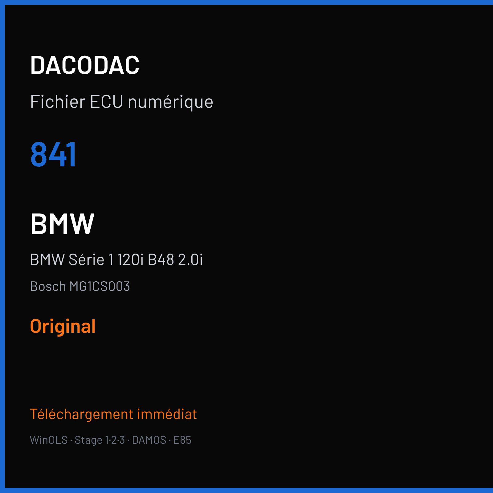 BMW Série 1 120i B48 2.0i (2017) — Bosch MG1CS003 — 841 — Original