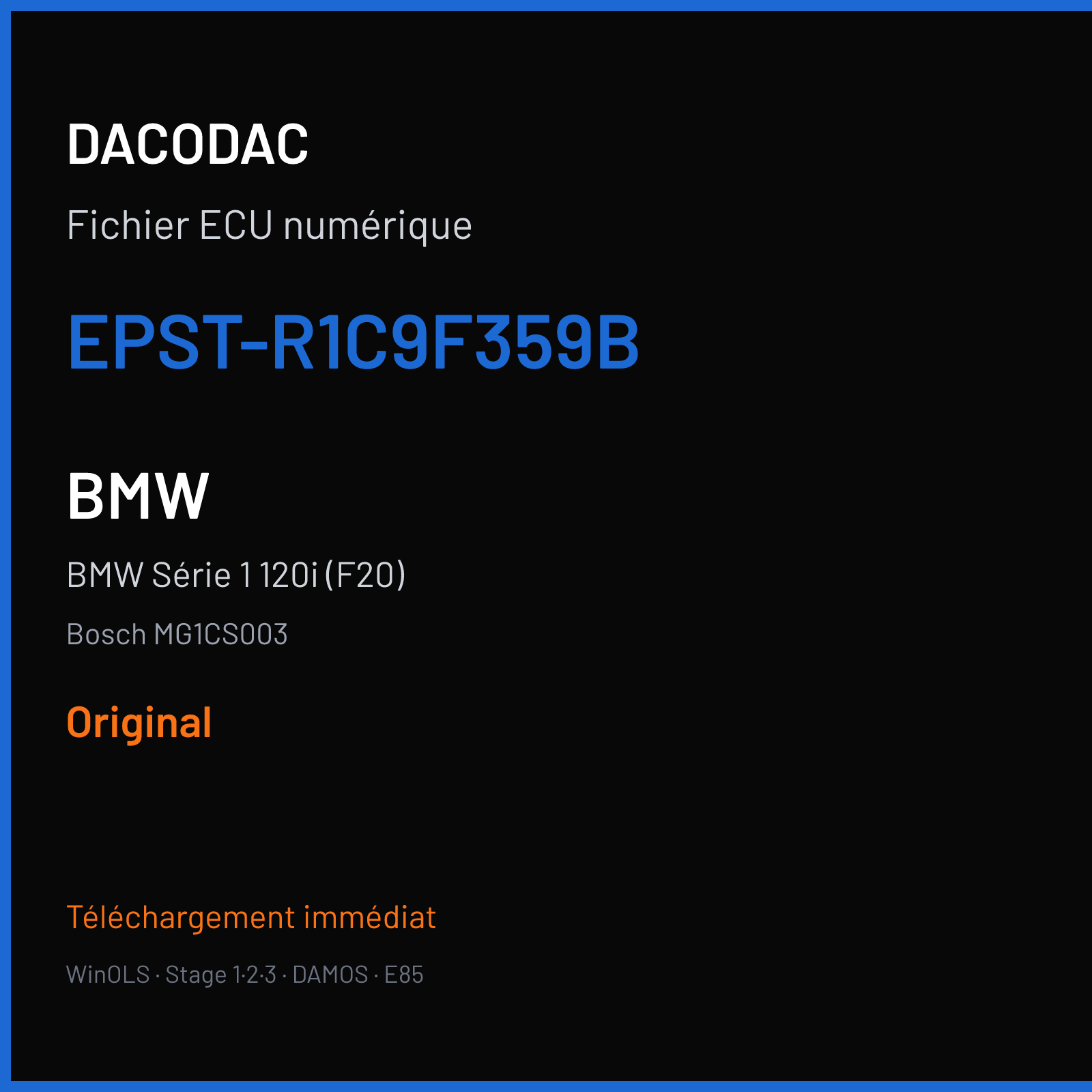 BMW Série 1 120i (F20) (2016) — Bosch MG1CS003 — EPST-R1C9F359B — Original