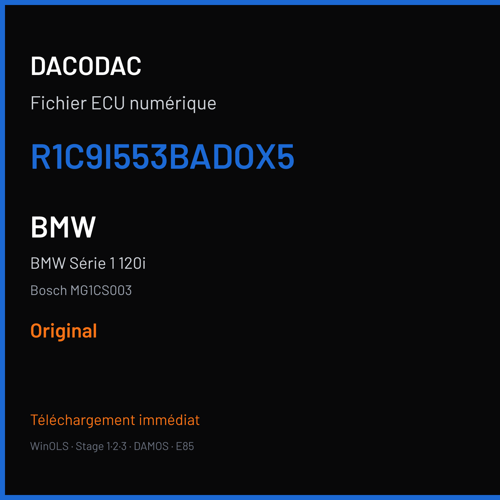 BMW Série 1 120i (2018) — Bosch MG1CS003 — R1C9I553BADOX5 — Original
