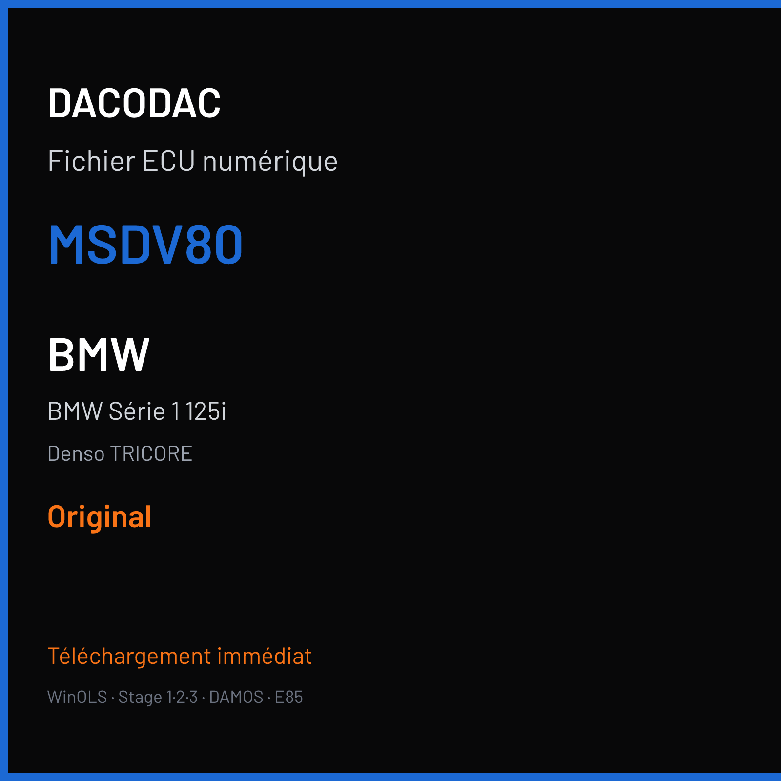 BMW Série 1 125i (2009) — Denso TRICORE — MSDV80 — Original