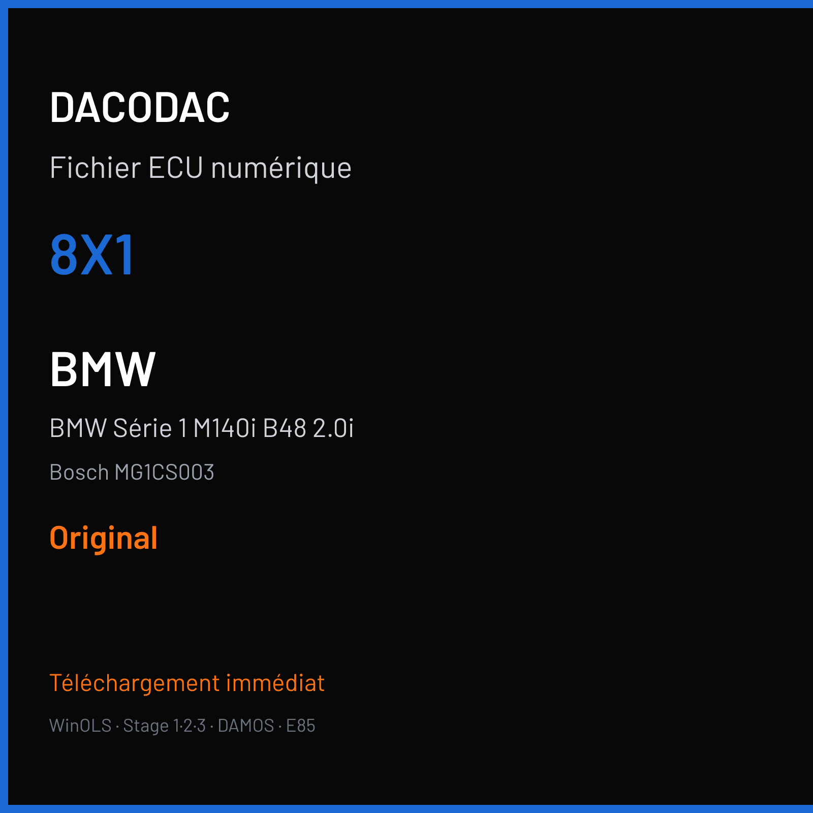 BMW Série 1 M140i B48 2.0i (2016) — Bosch MG1CS003 — 8X1 — Original