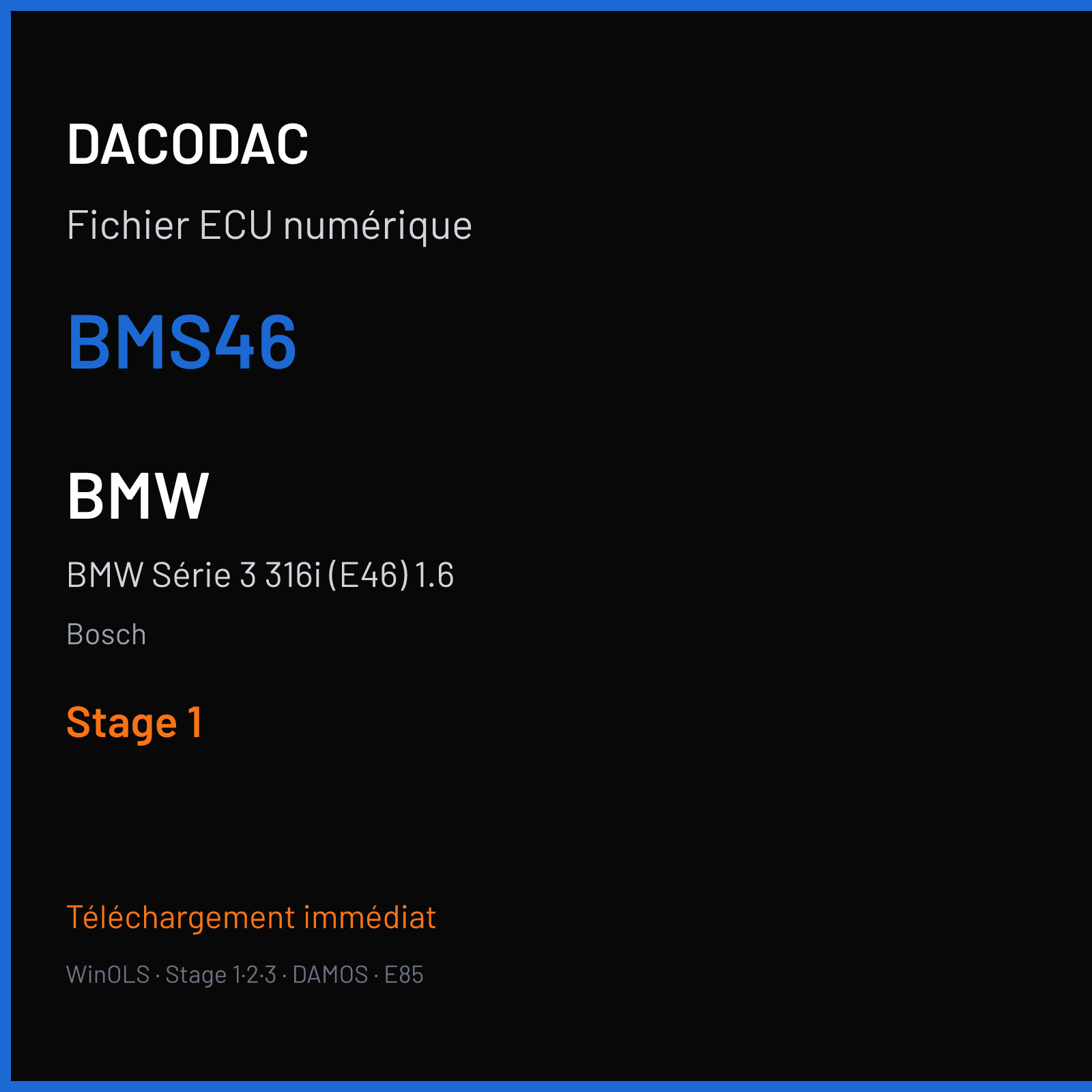 BMW Série 3 316i (E46) 1.6 (2001) — Bosch — BMS46 — Stage 1