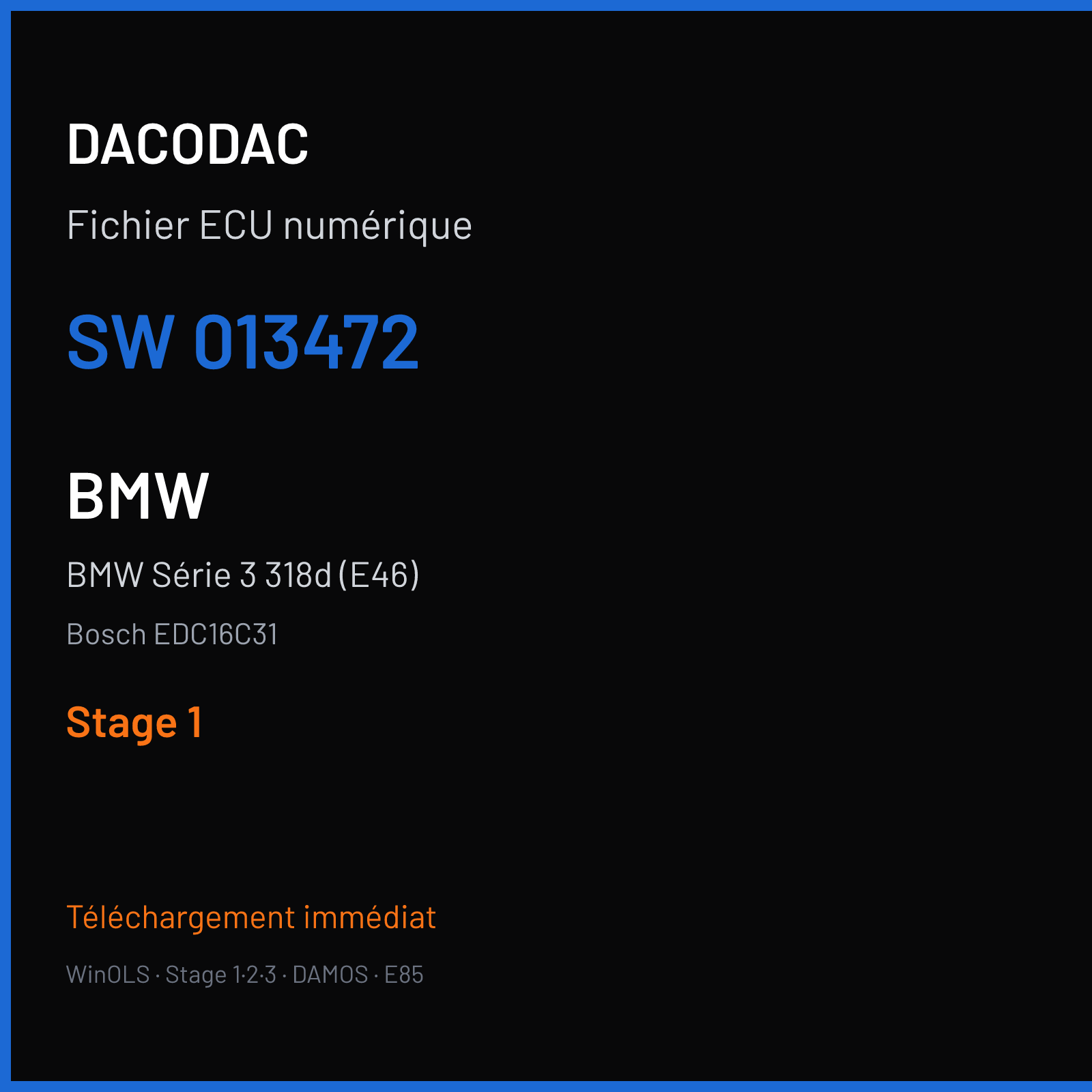BMW Série 3 318d (E46) (2003) — Bosch EDC16C31 — 013472 — Stage 1