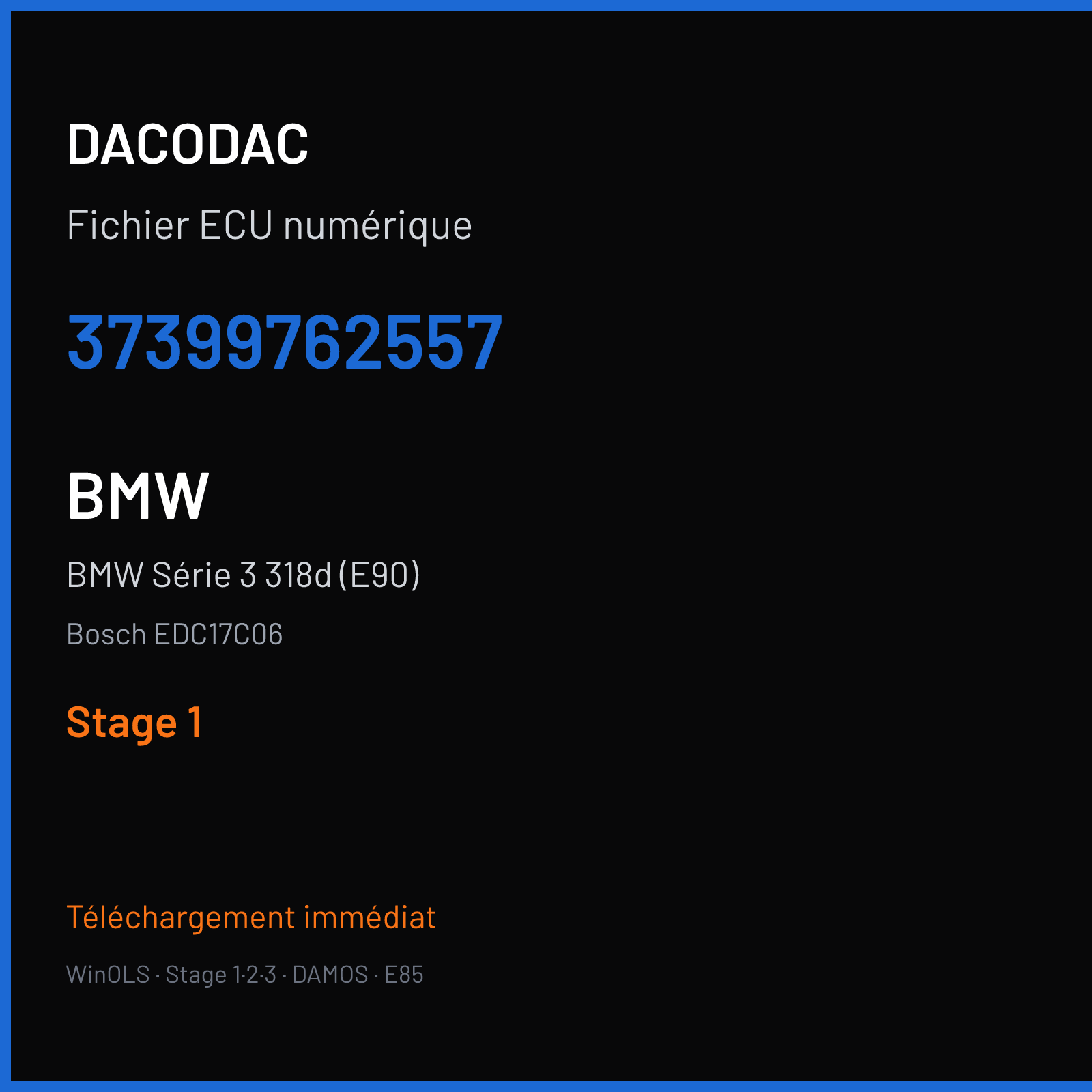 BMW Série 3 318d (E90) (2009) — Bosch EDC17C06 — 37399762557 — Stage 1