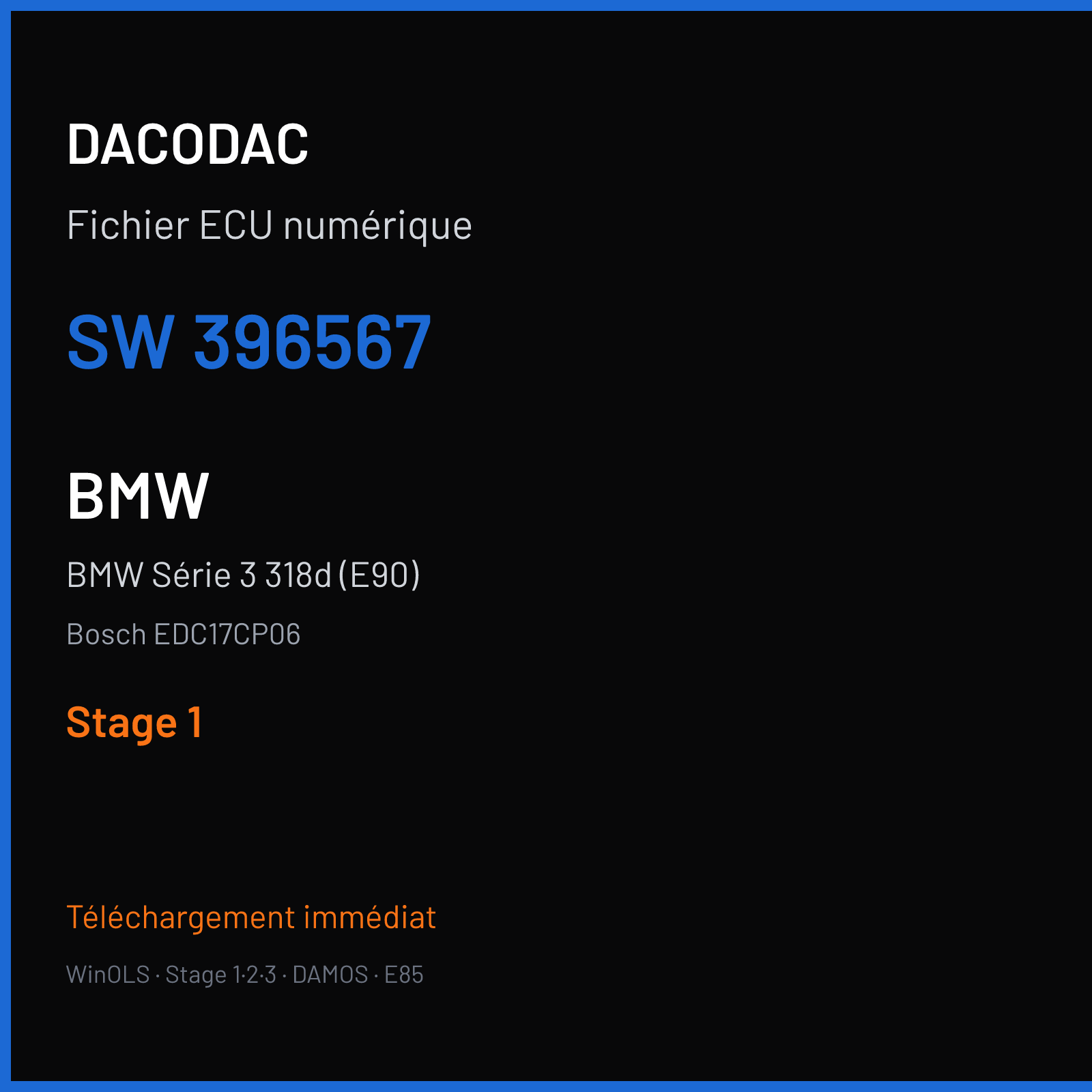 BMW Série 3 318d (E90) (2008) — Bosch EDC17CP06 — 396567 — Stage 1