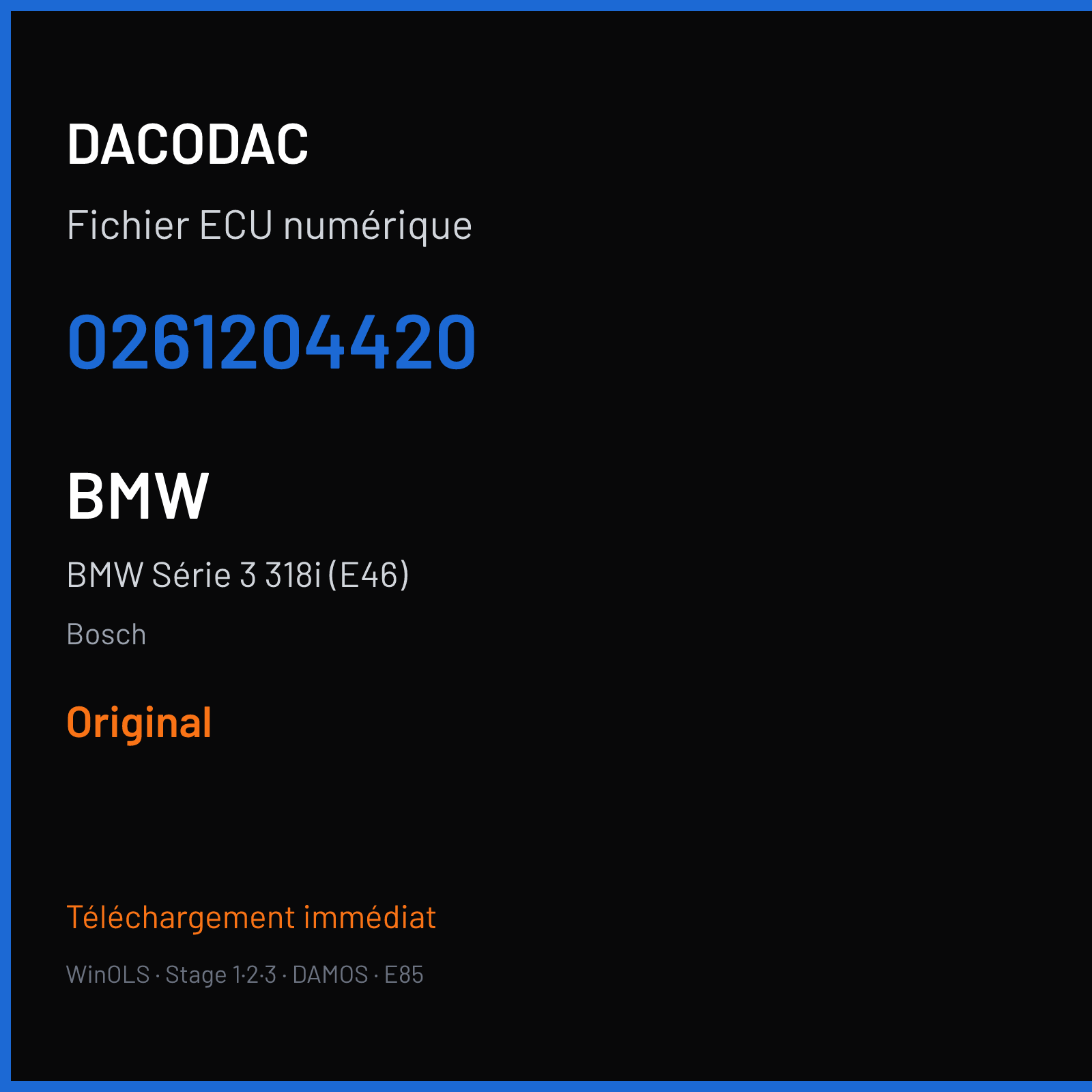 BMW Série 3 318i (E46) (2001) — Bosch — 0261204420 — Original