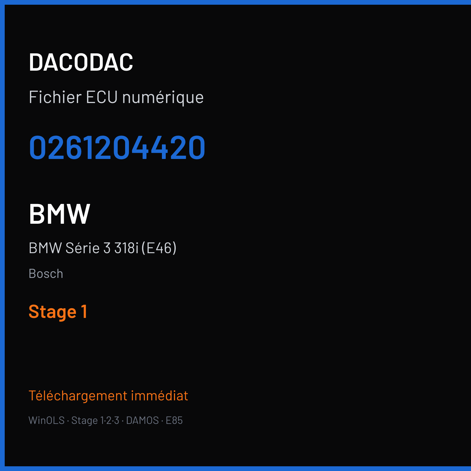 BMW Série 3 318i (E46) (2001) — Bosch — 0261204420 — Stage 1