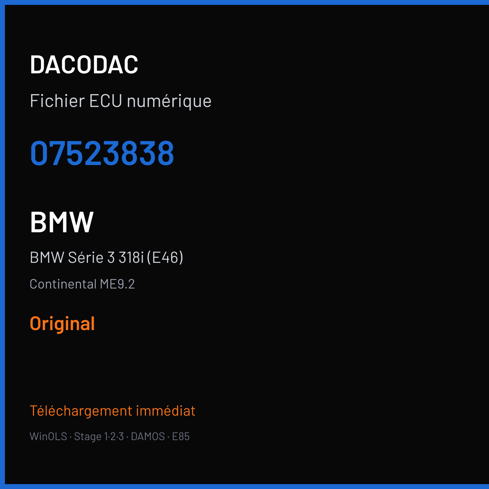 BMW Série 3 318i (E46) (2004) — Continental ME9.2 — 07523838 — Original