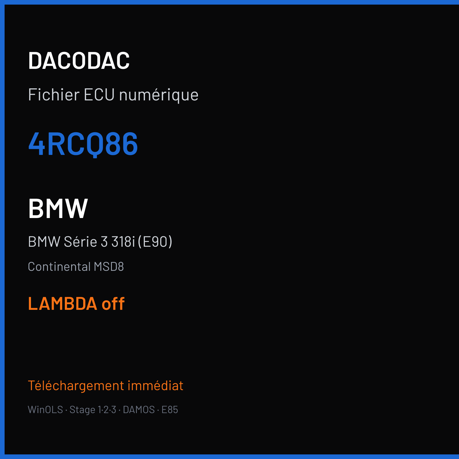 BMW Série 3 318i (E90) (2007) — Continental MSD8 — 4RCQ86 — LAMBDA off