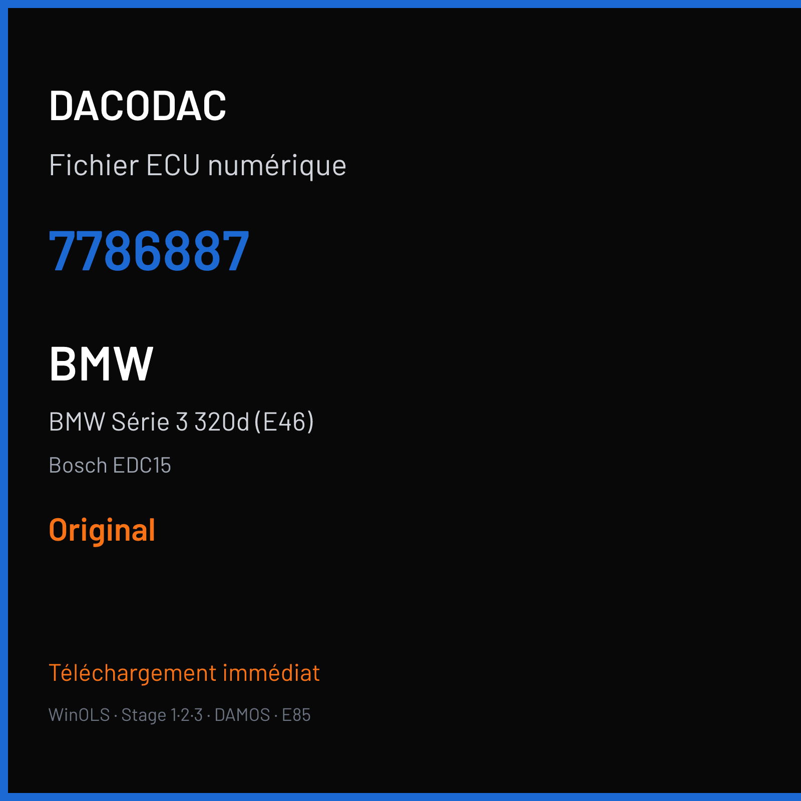 BMW Série 3 320d (E46) (1999) — Bosch EDC15 — 7786887 — Original