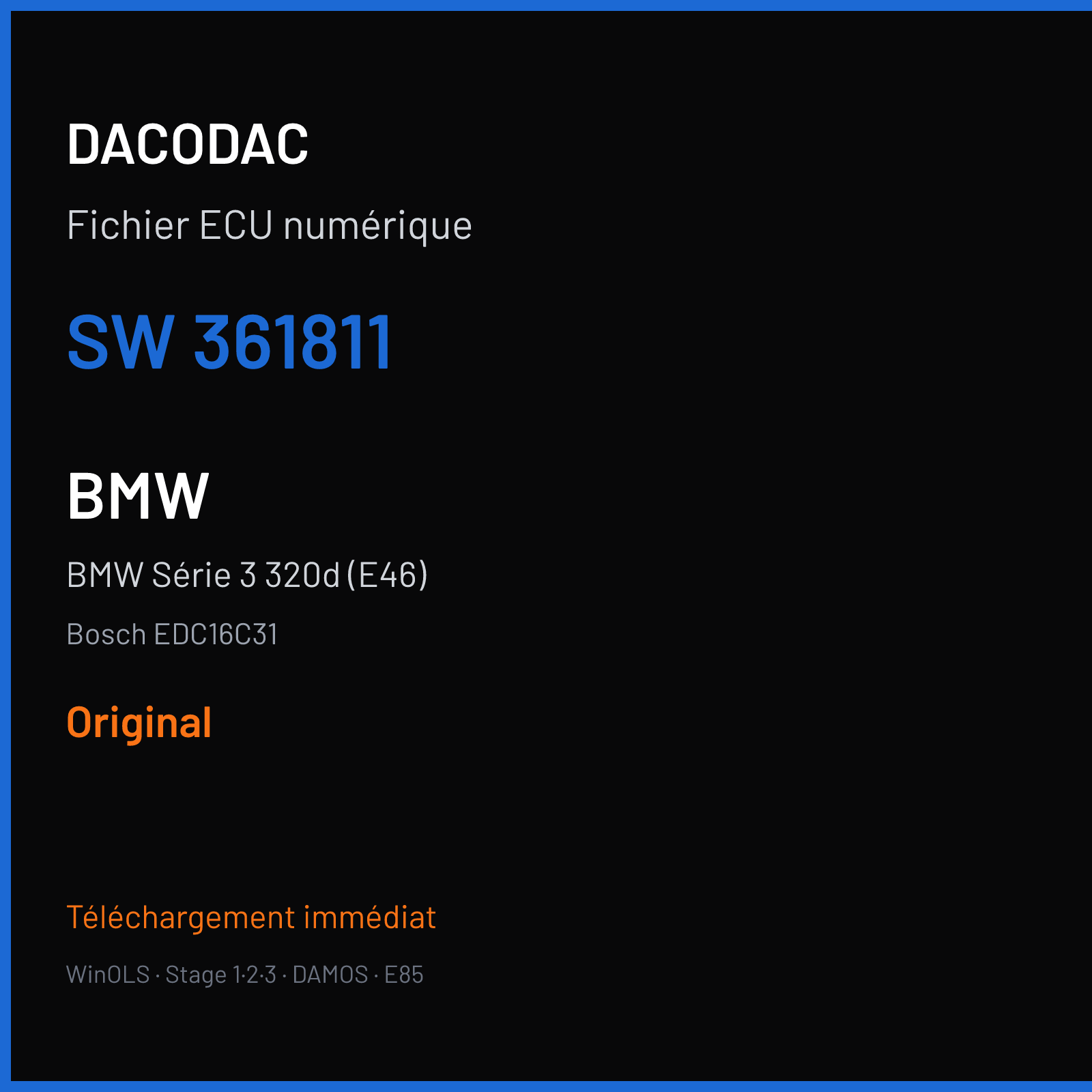 BMW Série 3 320d (E46) (2004) — Bosch EDC16C31 — 361811 — Original