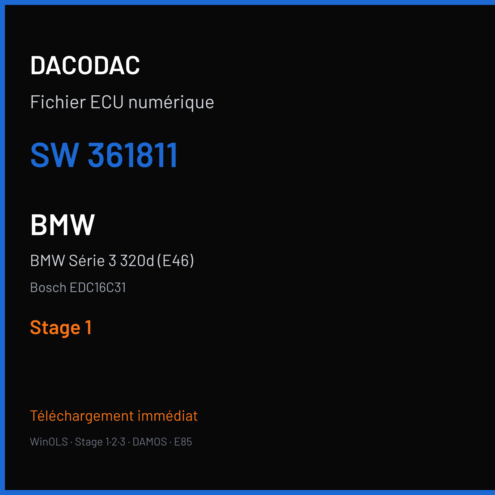 BMW Série 3 320d (E46) (2004) — Bosch EDC16C31 — 361811 — Stage 1