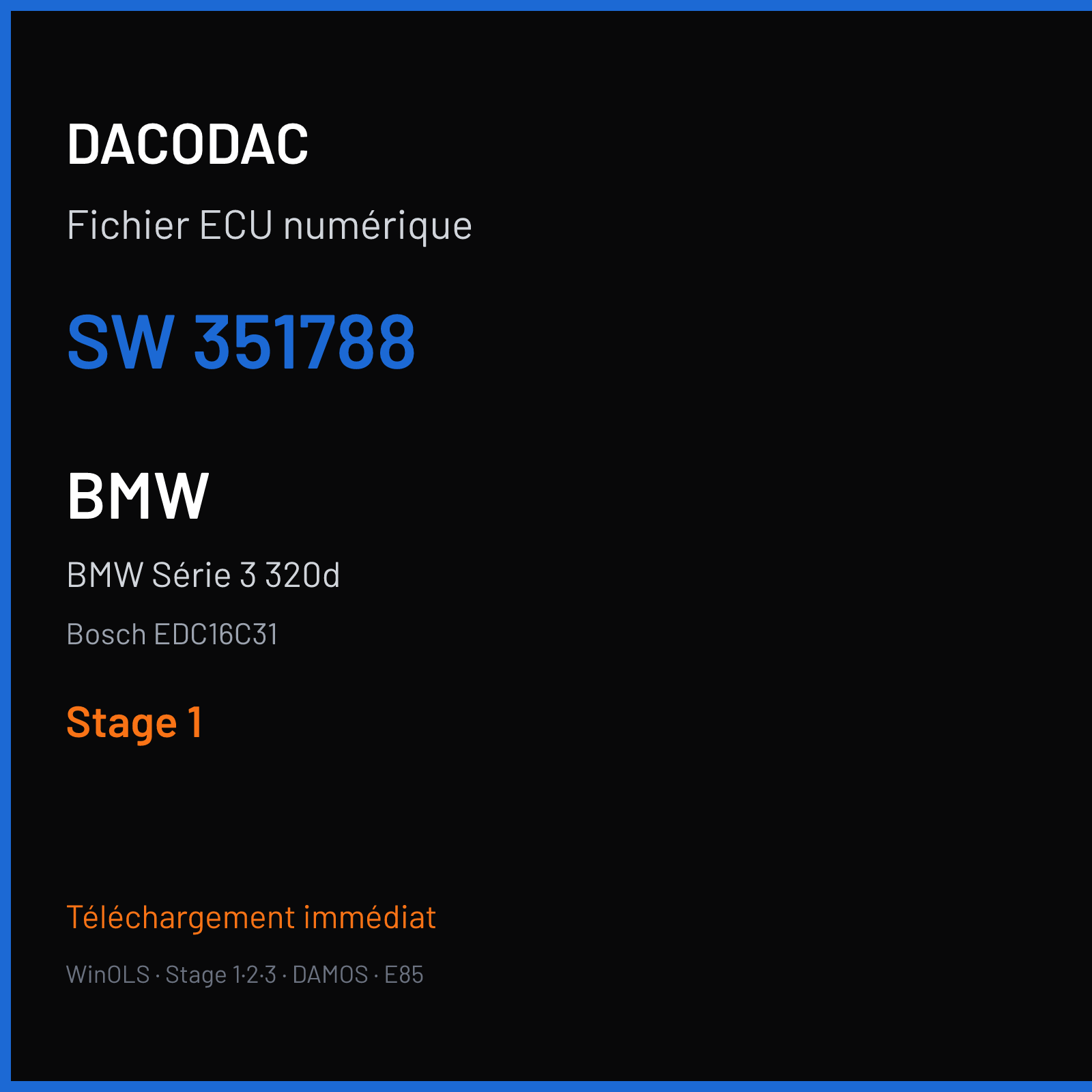 BMW Série 3 320d (2001) — Bosch EDC16C31 — 351788 — Stage 1