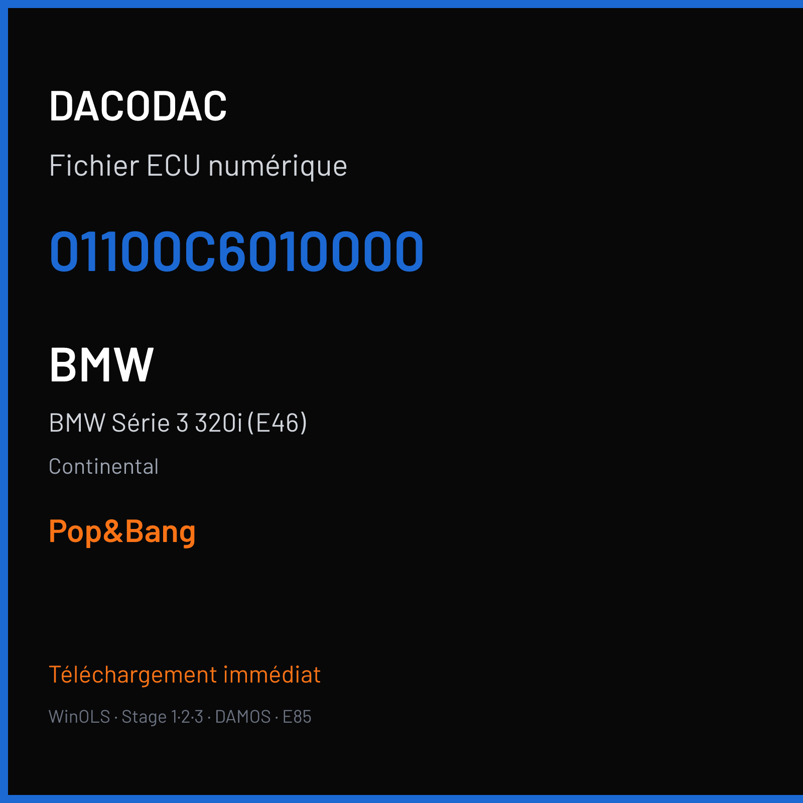 BMW Série 3 320i (E46) (2004) — Continental — 01100C6010000 — Pop&Bang