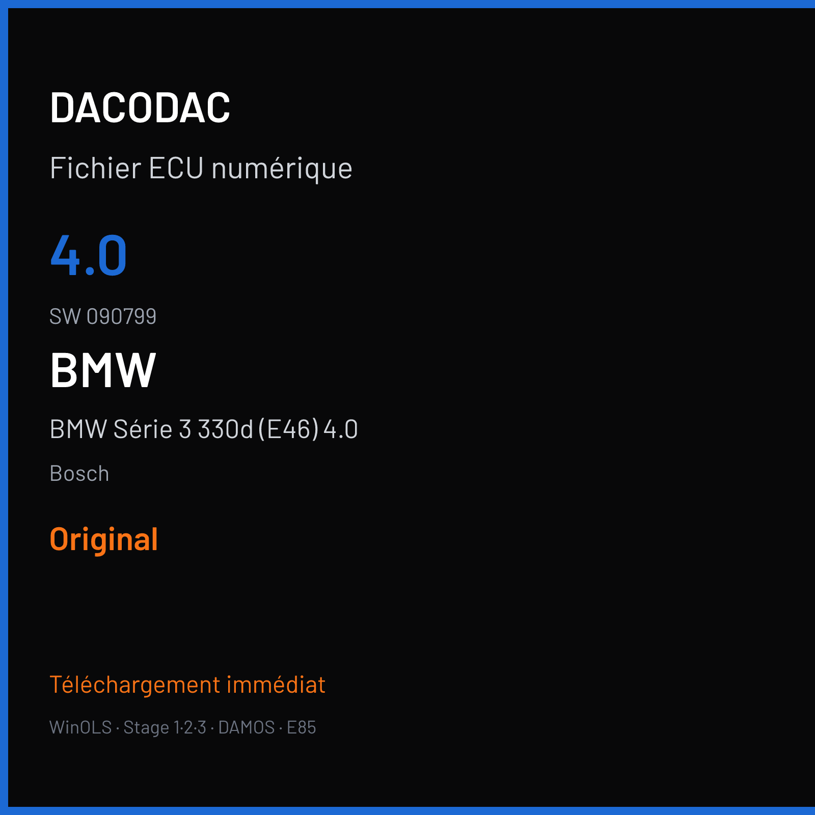 BMW Série 3 330d (E46) 4.0 — Bosch — 4.0 · 090799 — Original