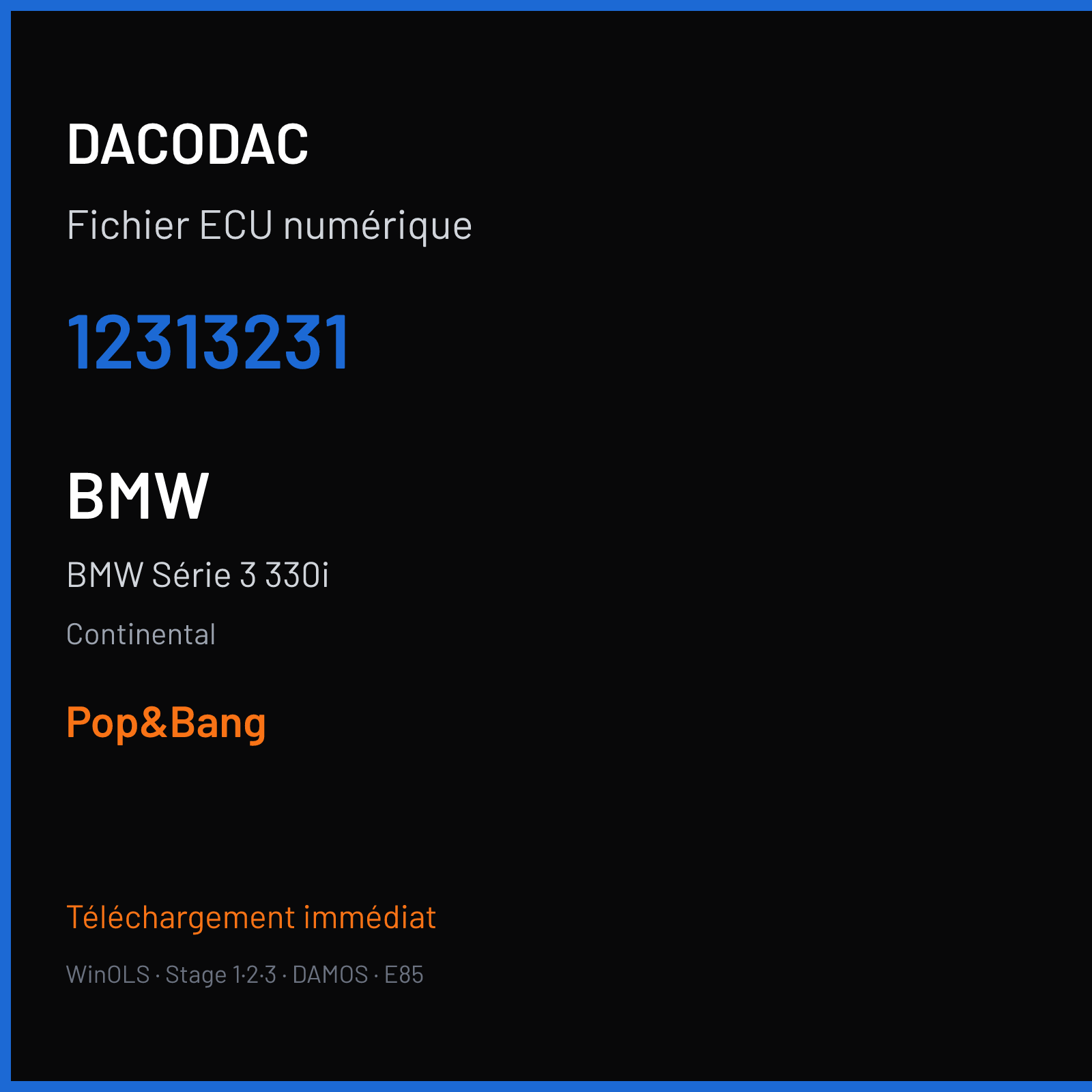BMW Série 3 330i (2006) — Continental — 12313231 — Pop&Bang