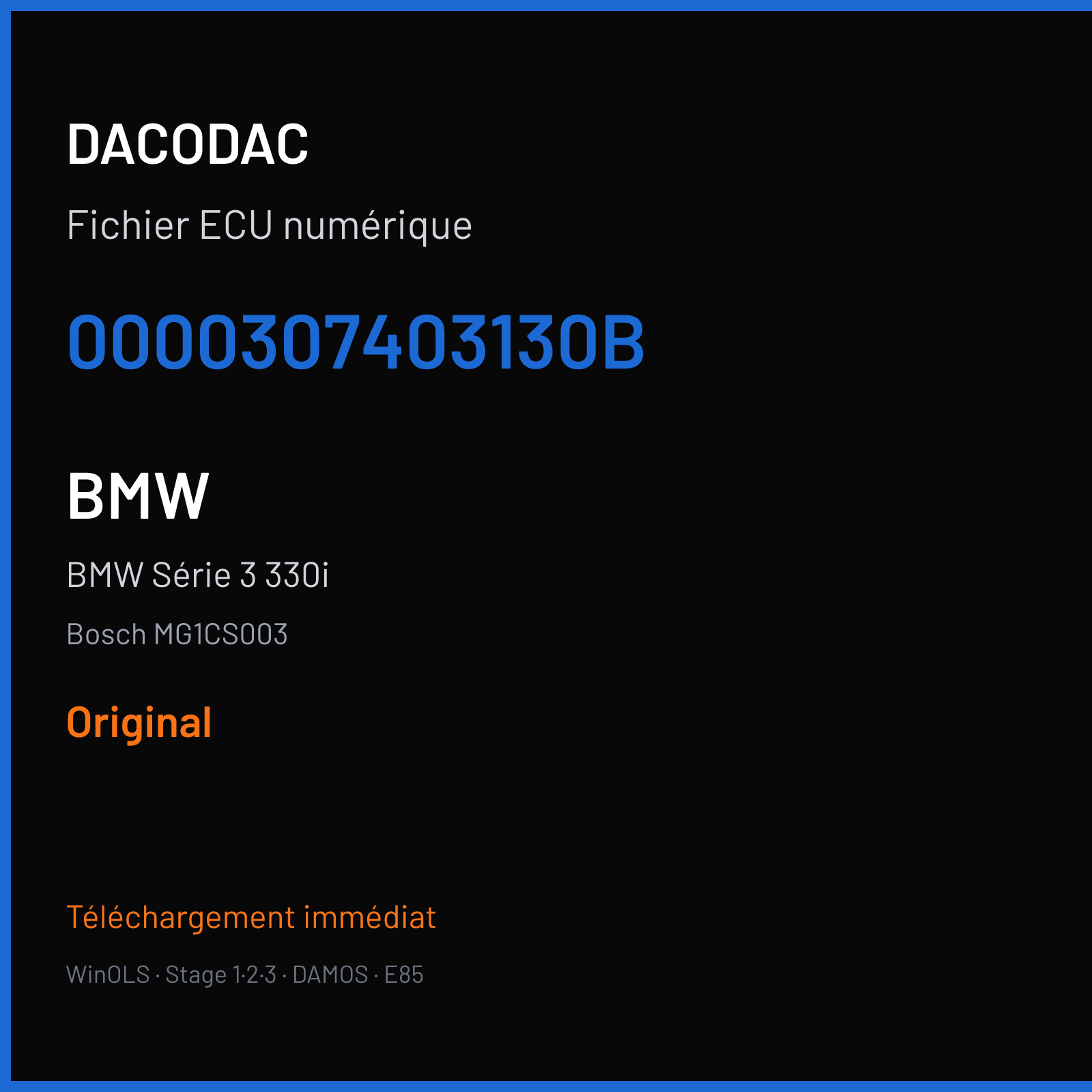BMW Série 3 330i (2017) — Bosch MG1CS003 — 0000307403130B — Original