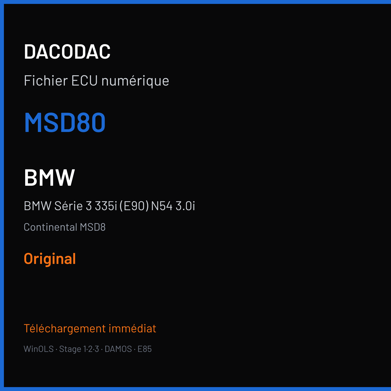 BMW Série 3 335i (E90) N54 3.0i (2007) — Continental MSD8 — MSD80 — Original
