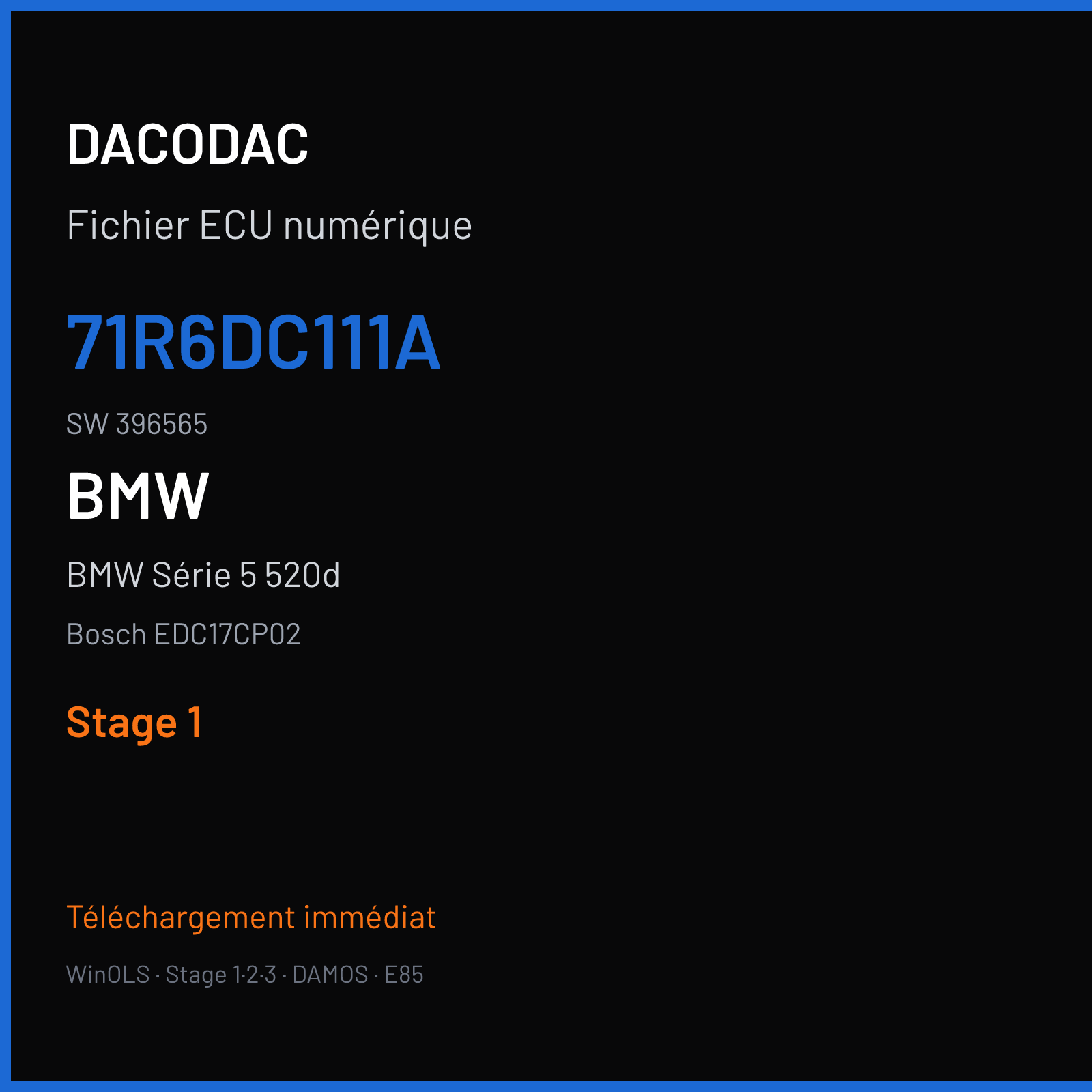 BMW Série 5 520d (2008) — Bosch EDC17CP02 — 71R6DC111A · 396565 — Stage 1