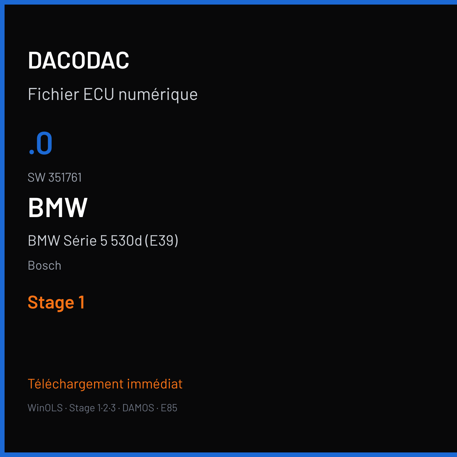 BMW Série 5 530d (E39) (2002) — Bosch — .0 · 351761 — Stage 1