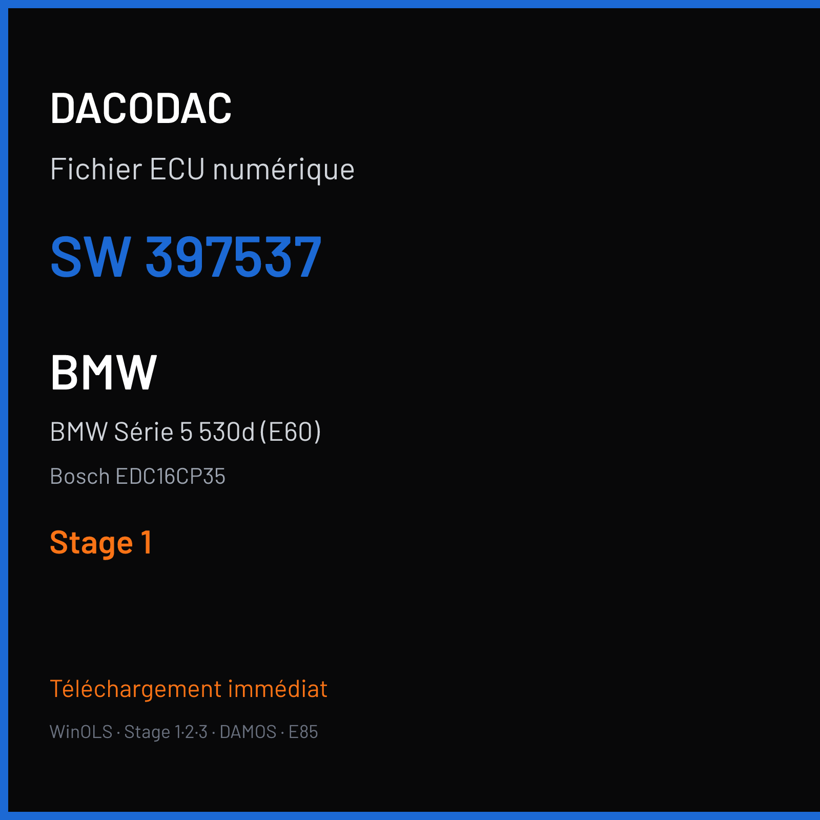 BMW Série 5 530d (E60) (2007) — Bosch EDC16CP35 — 397537 — Stage 1