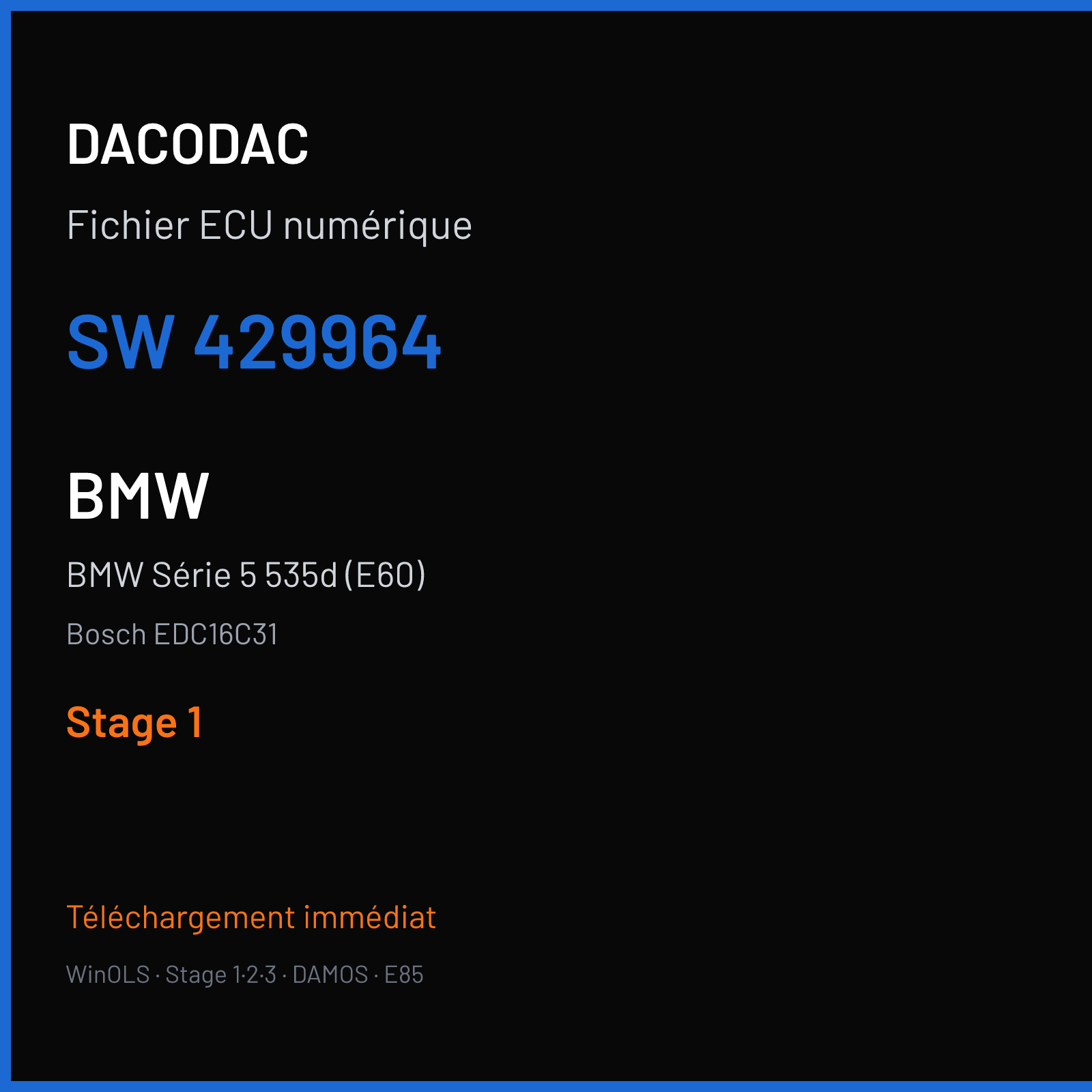 BMW Série 5 535d (E60) (2006) — Bosch EDC16C31 — 429964 — Stage 1