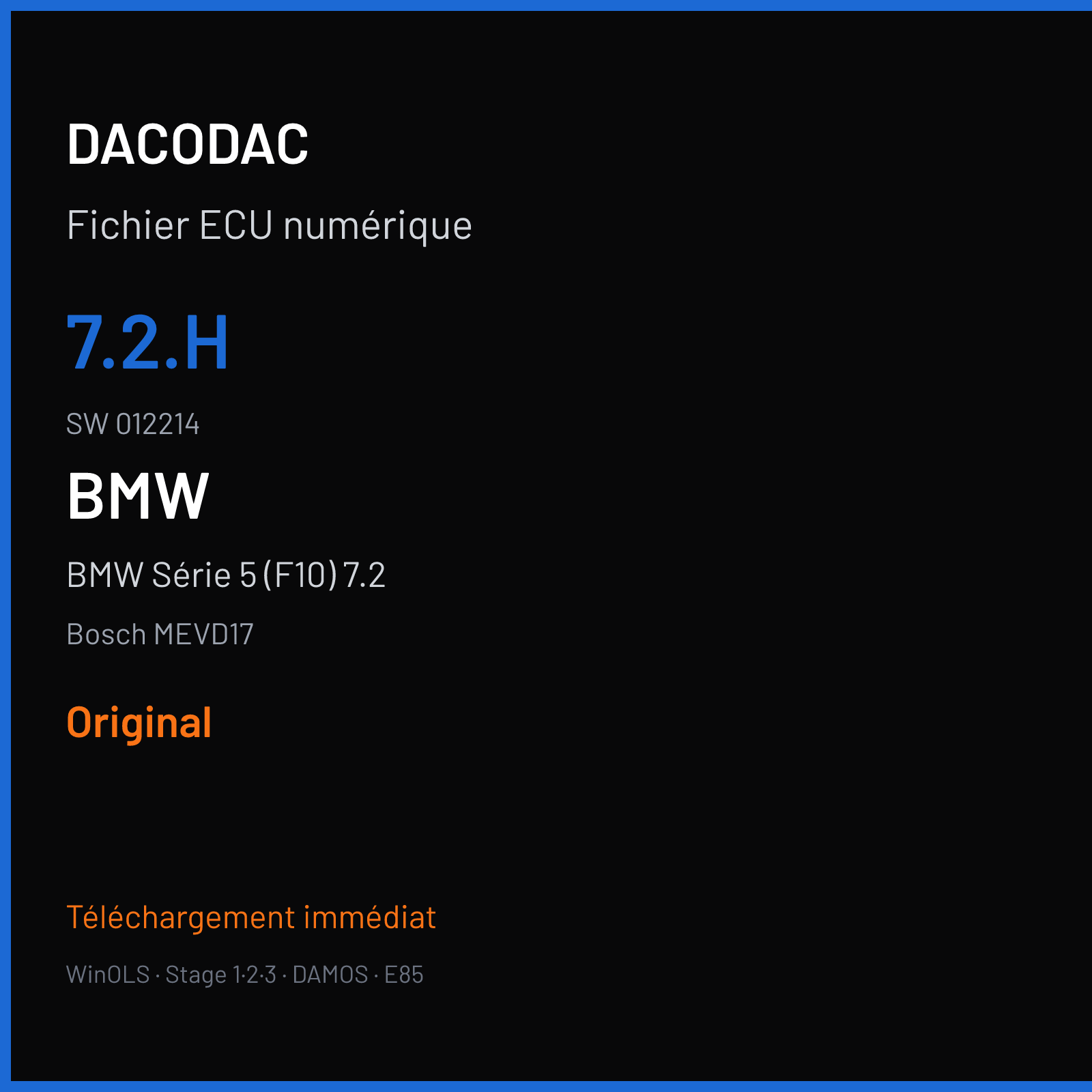 BMW Série 5 (F10) 7.2 — Bosch MEVD17 — 7.2.H · 012214 — Original