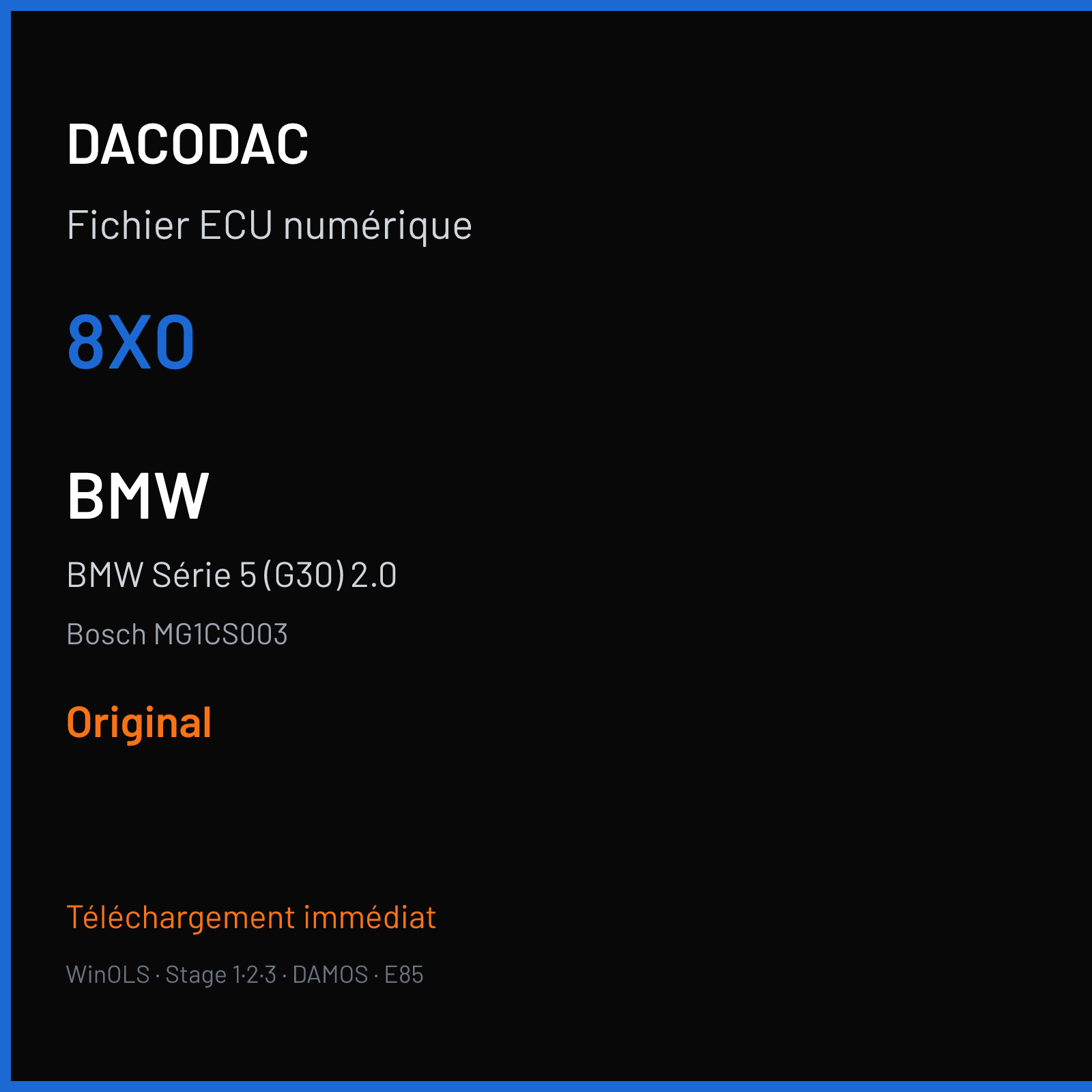 BMW Série 5 (G30) 2.0 (2018) — Bosch MG1CS003 — 8X0 — Original