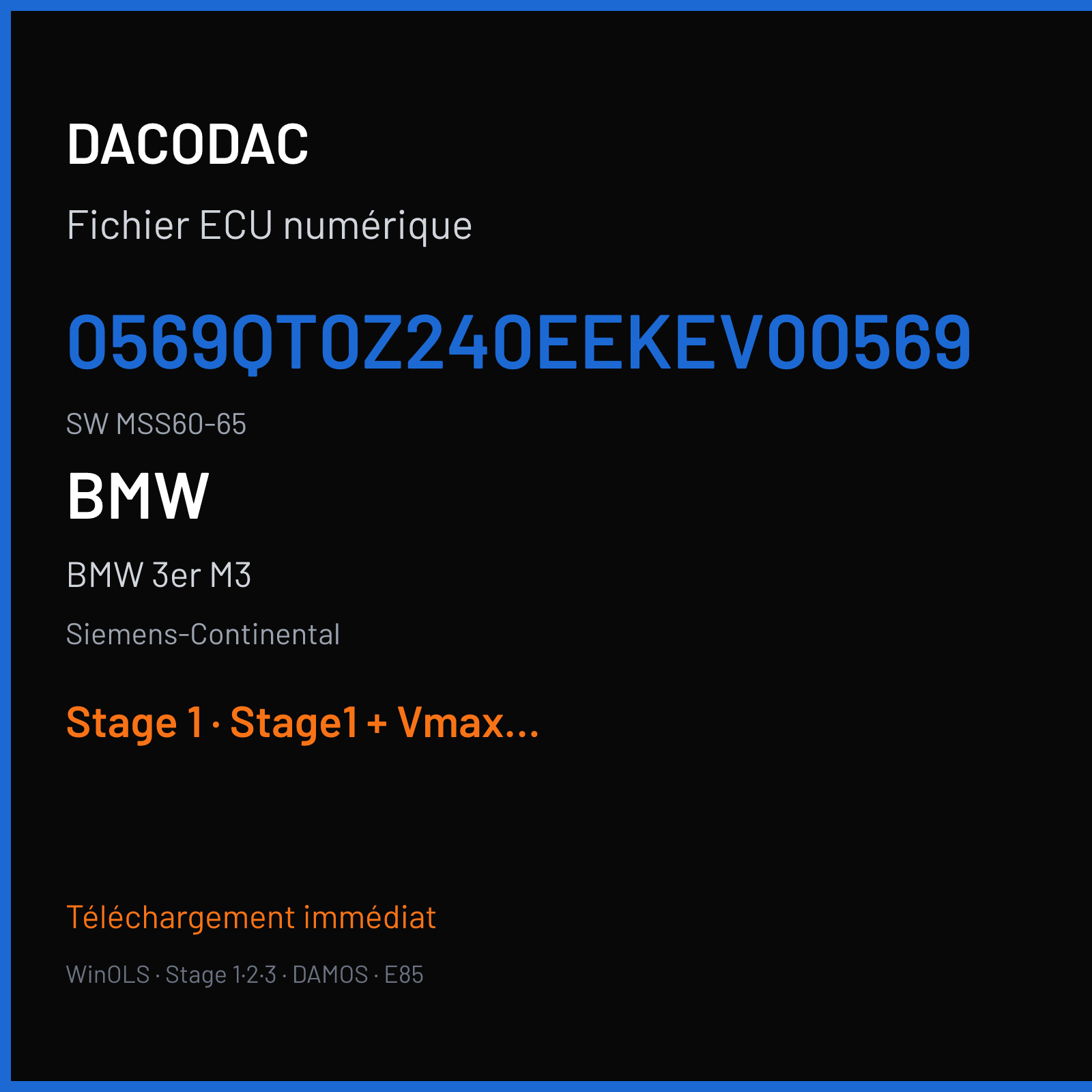BMW 3er M3 (2010) — Siemens-Continental — 0569QT0Z240EEKEV00569 · MSS60-65 — Stage 1