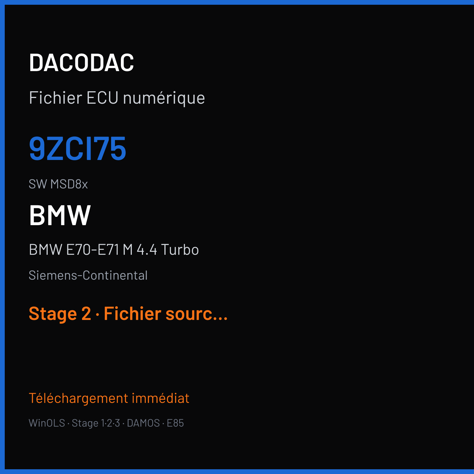 BMW E70-E71 M 4.4 Turbo (2011) — Siemens-Continental — 9ZCI75 · MSD8x — Stage 2