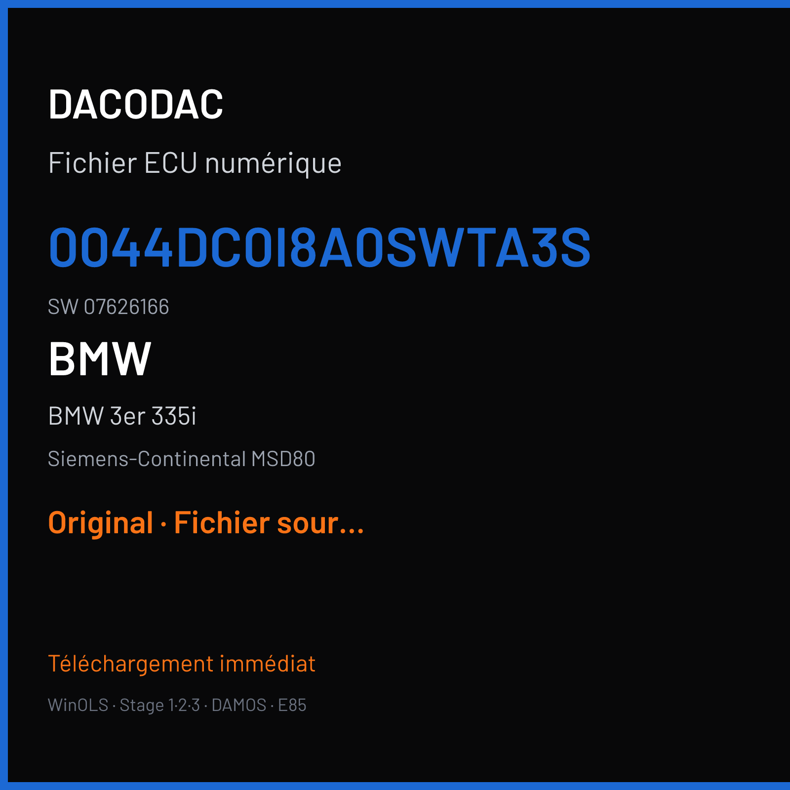 BMW 3er 335i (2008) — Siemens-Continental MSD80 — 0044DC0I8A0SWTA3S · 07626166 — Original