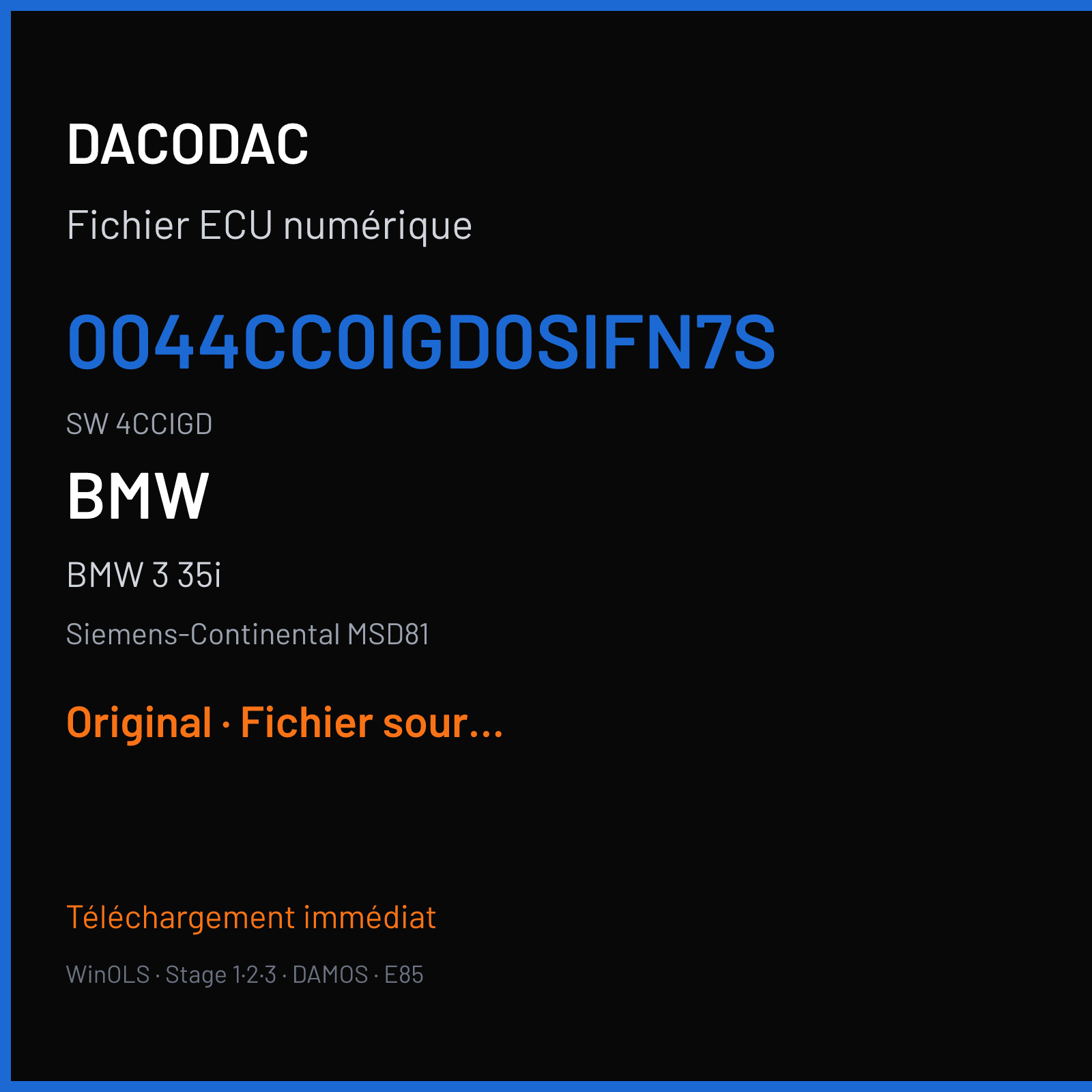 BMW 3 35i (2009) — Siemens-Continental MSD81 — 0044CC0IGD0SIFN7S · 4CCIGD — Original