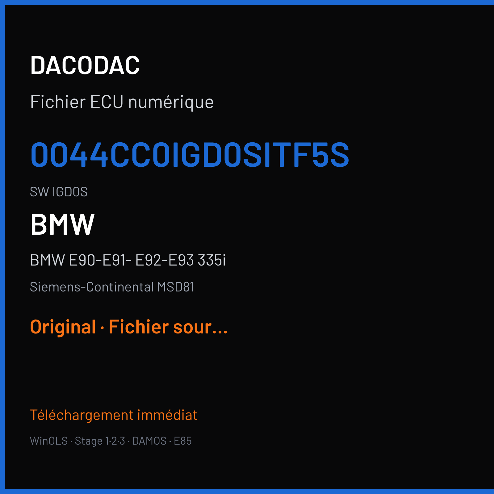 BMW E90-E91- E92-E93 335i — Siemens-Continental MSD81 — 0044CC0IGD0SITF5S · IGD0S — Original