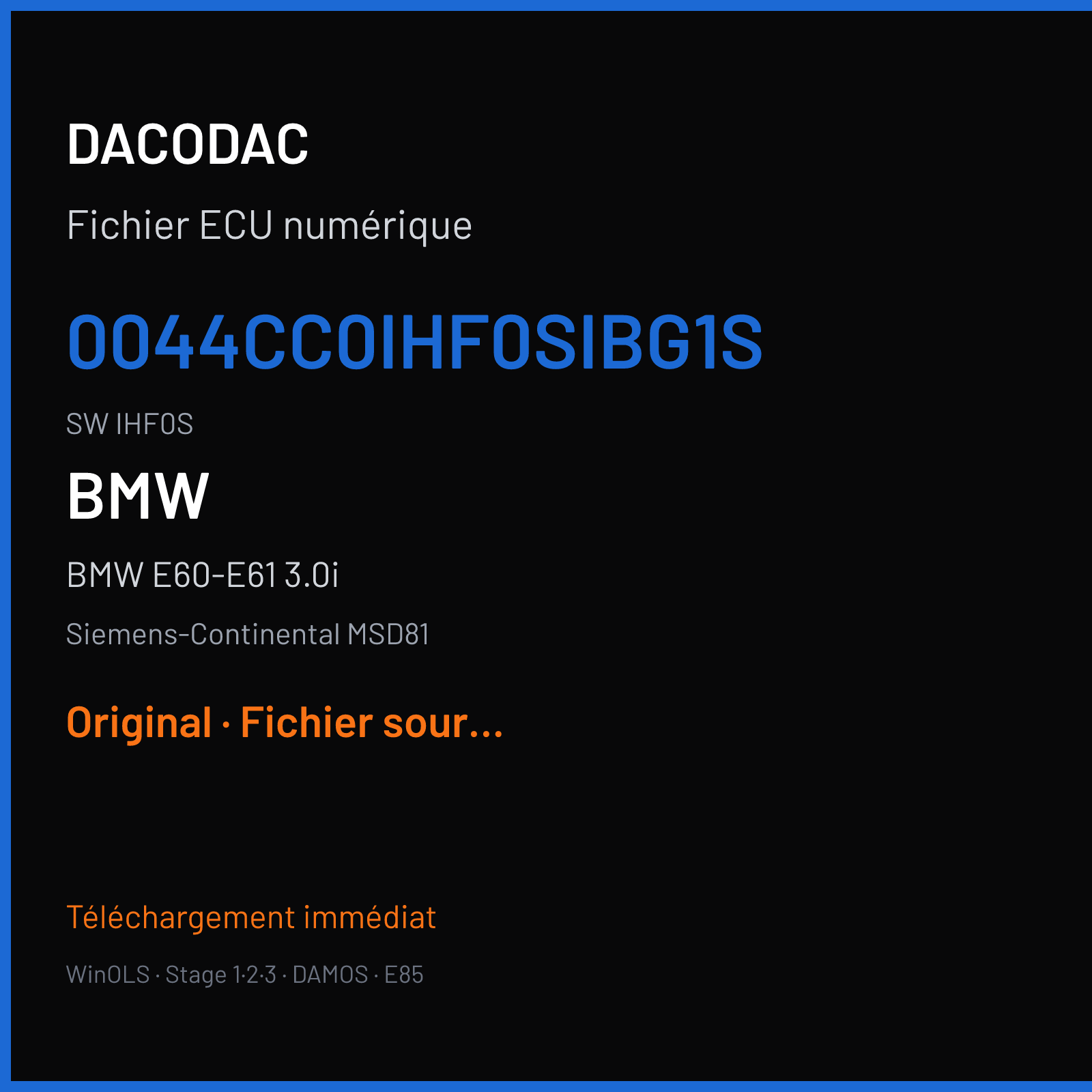 BMW E60-E61 3.0i (2007) — Siemens-Continental MSD81 — 0044CC0IHF0SIBG1S · IHF0S — Original