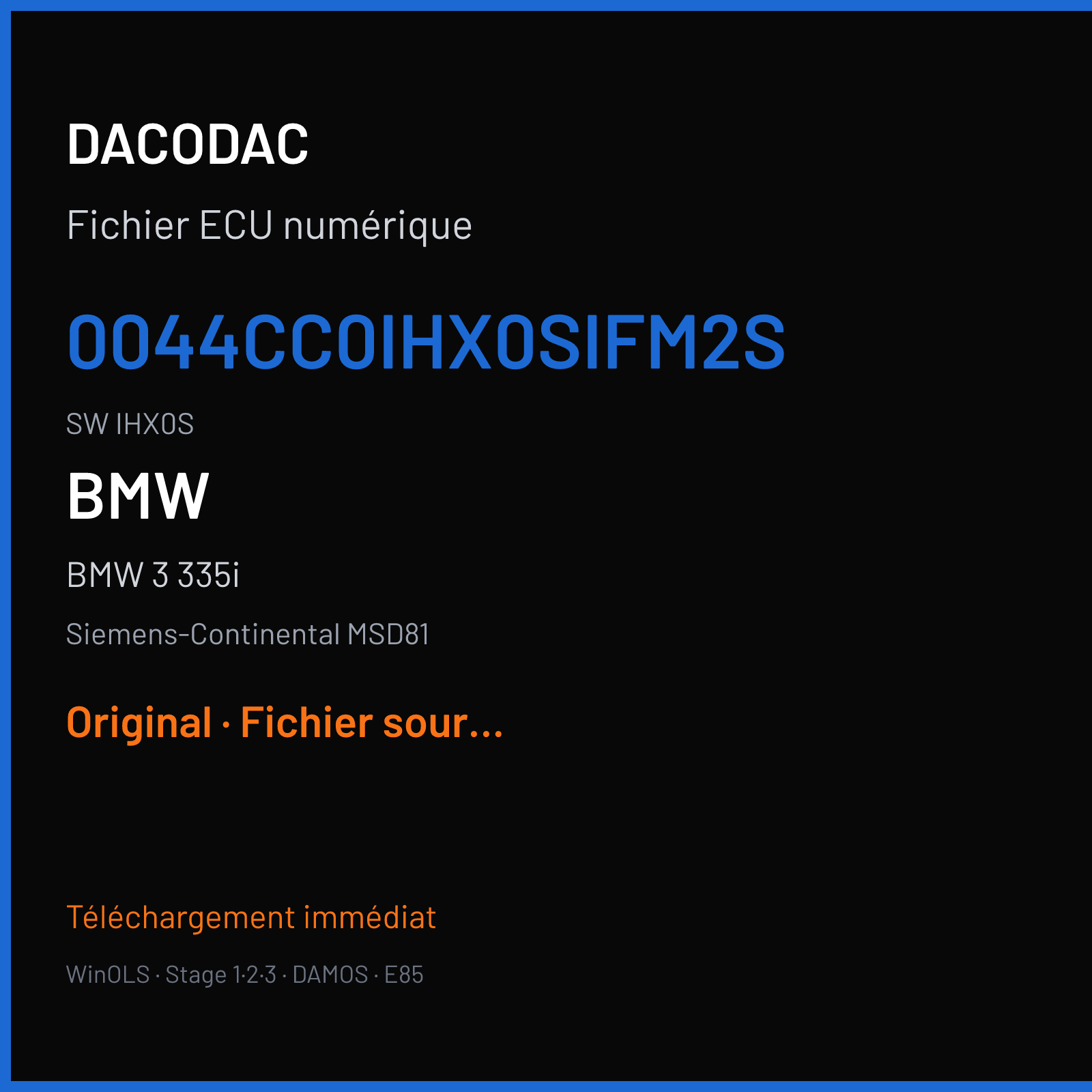BMW 3 335i (2009) — Siemens-Continental MSD81 — 0044CC0IHX0SIFM2S · IHX0S — Original