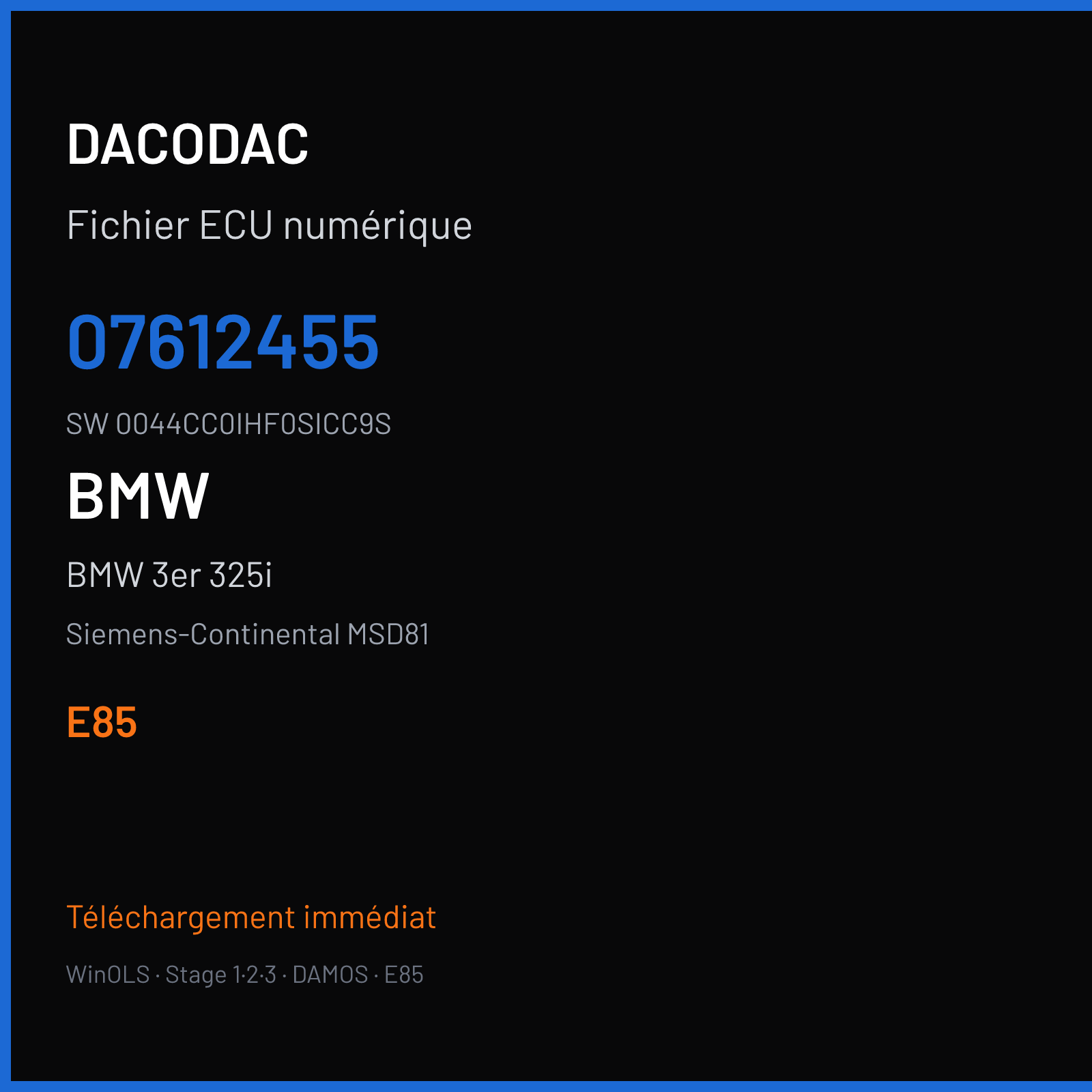 BMW 3er 325i — Siemens-Continental MSD81 — 07612455 · 0044CC0IHF0SICC9S · 08619266 — E85