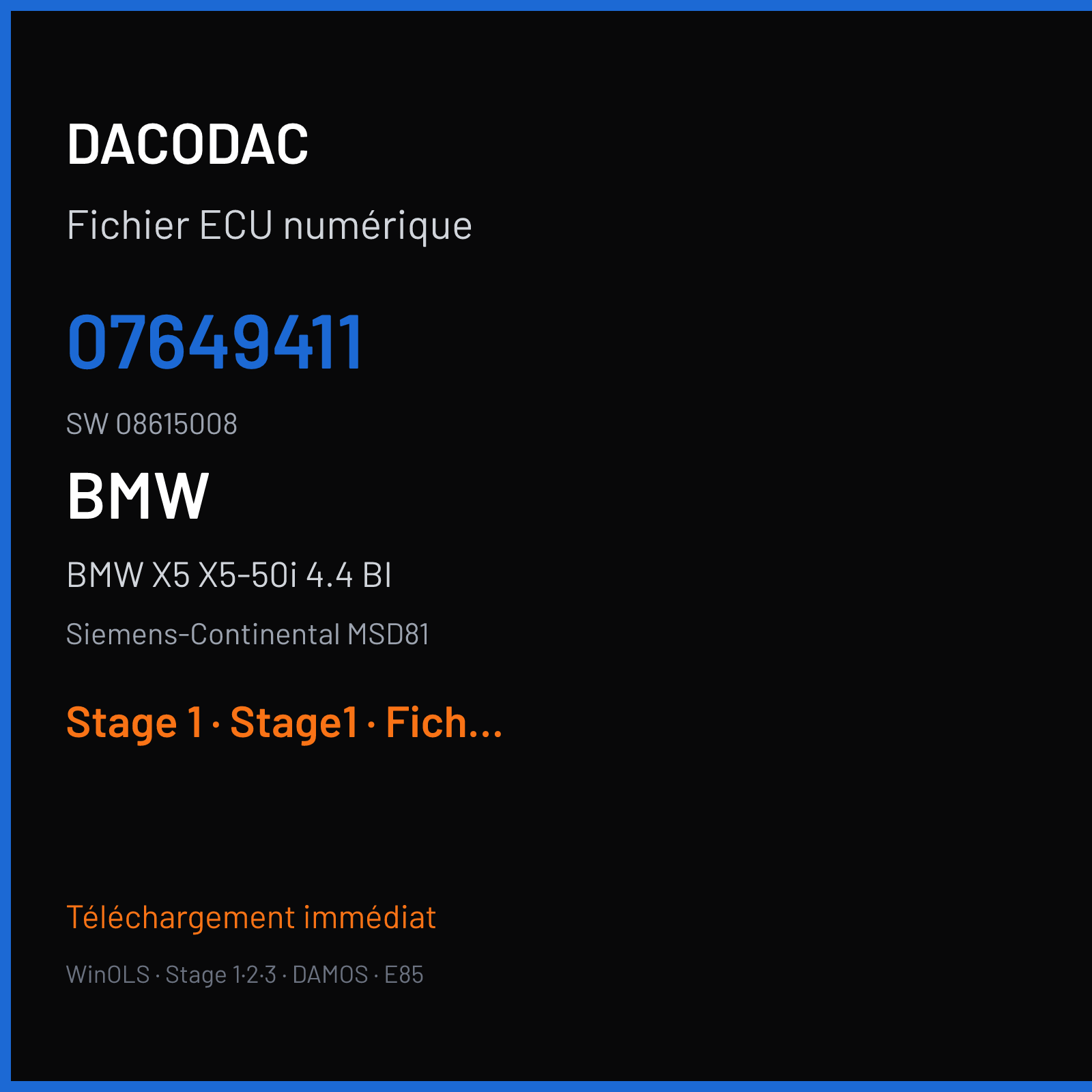 BMW X5 X5-50i 4.4 BI (2008) — Siemens-Continental MSD81 — 07649411 · 08615008 — Stage 1