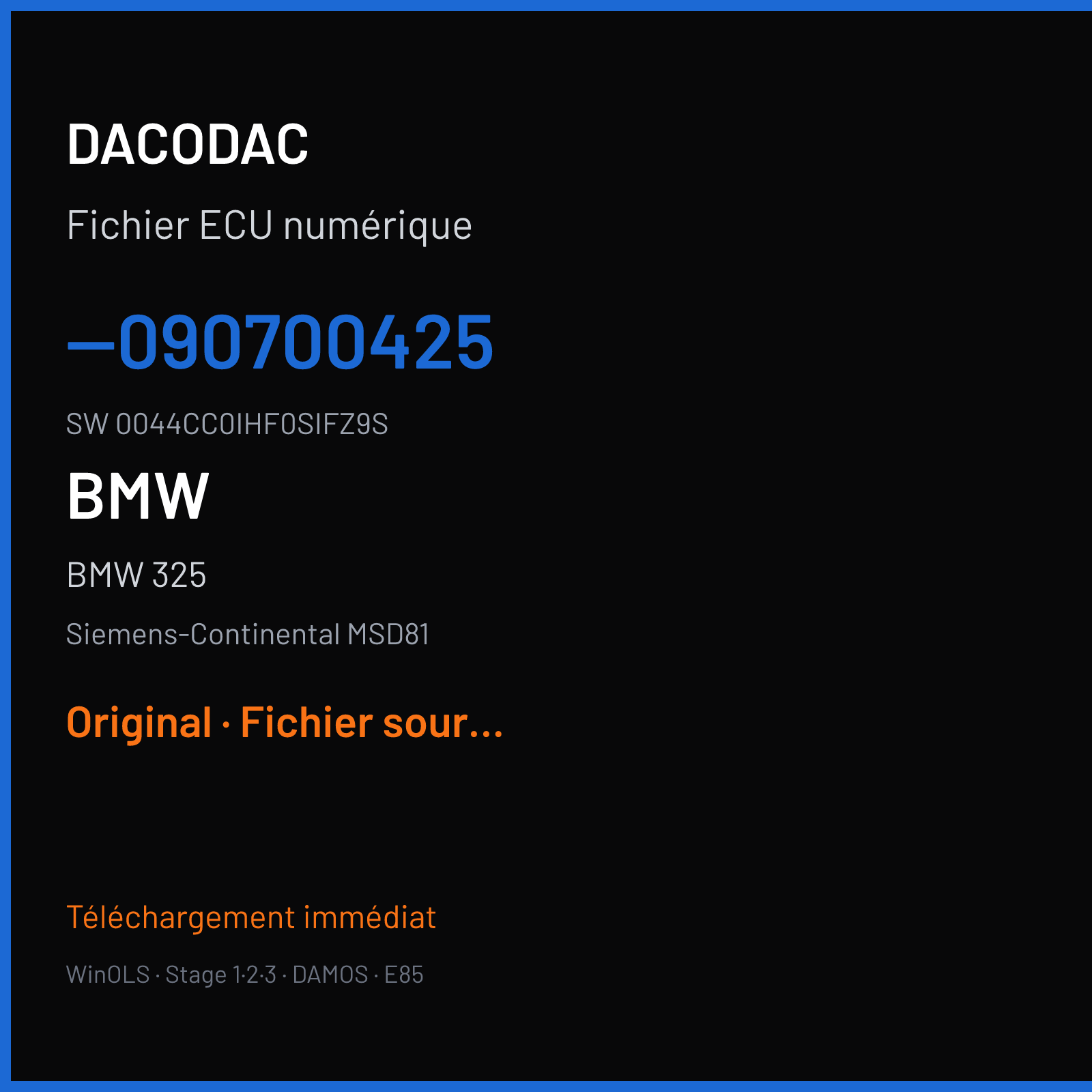 BMW 325 — Siemens-Continental MSD81 — --090700425 · 0044CC0IHF0SIFZ9S · IHF0S — Original