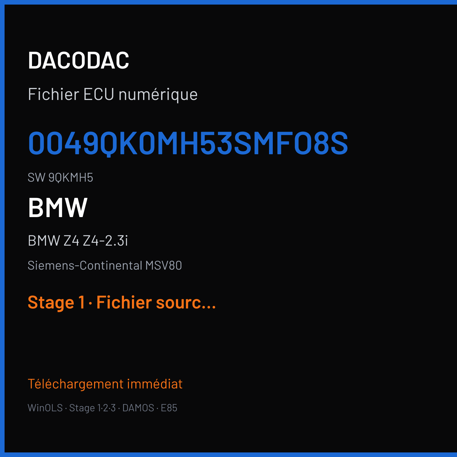 BMW Z4 Z4-2.3i (2009) — Siemens-Continental MSV80 — 0049QK0MH53SMFO8S · 9QKMH5 — Stage 1