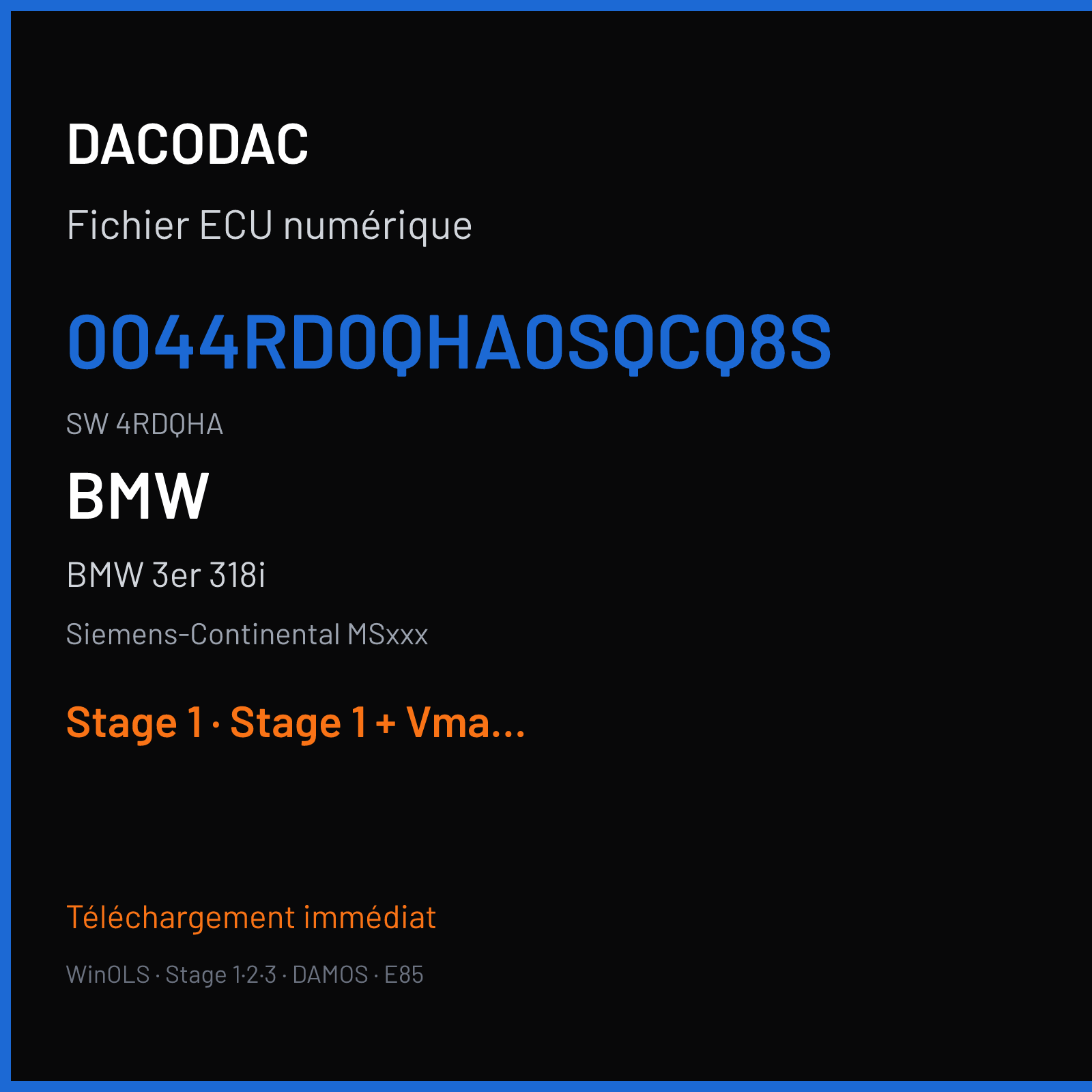 BMW 3er 318i (2012) — Siemens-Continental MSxxx — 0044RD0QHA0SQCQ8S · 4RDQHA — Stage 1