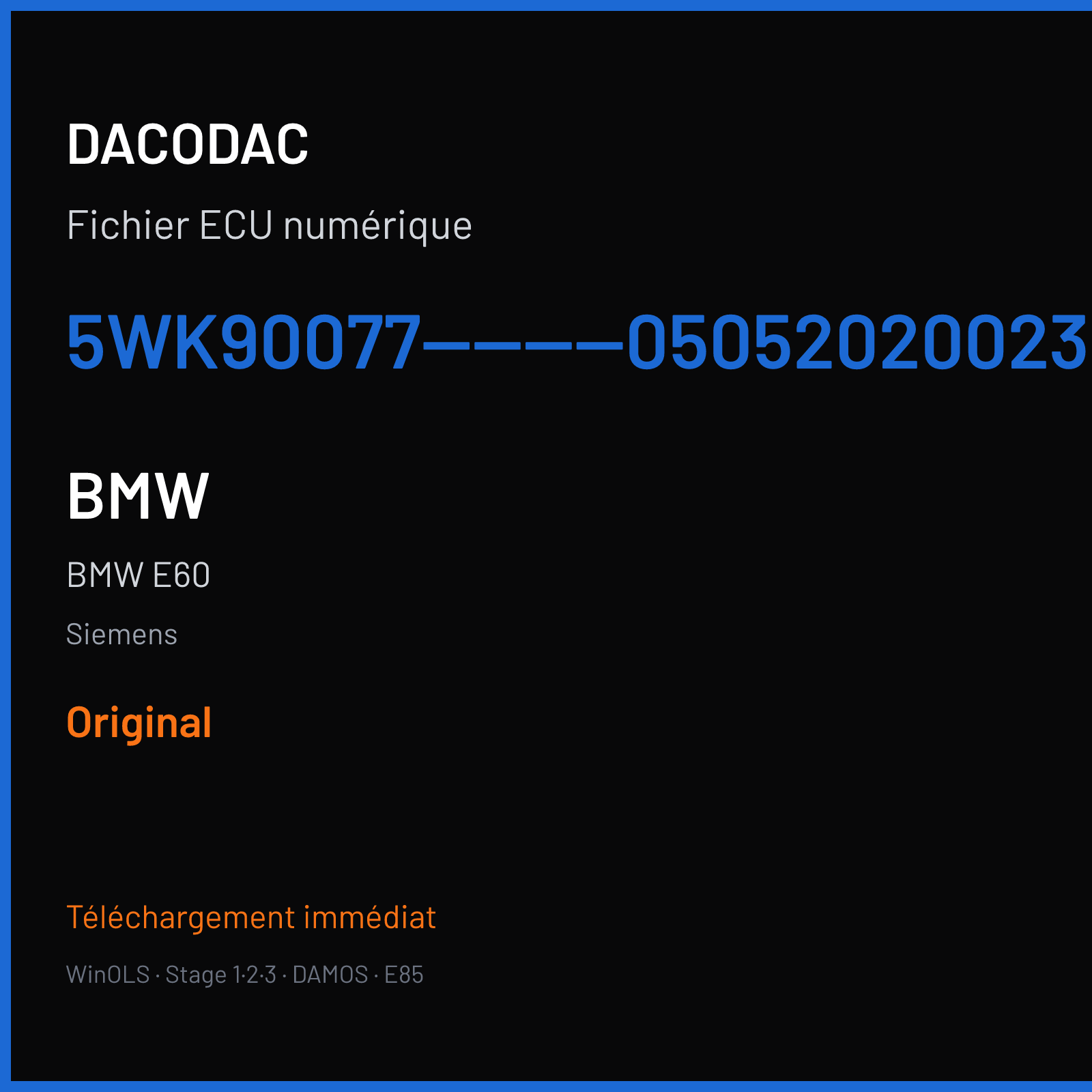 BMW E60 (2005) — Siemens — 5WK90077--------05052020023213--6577395009------ — Original