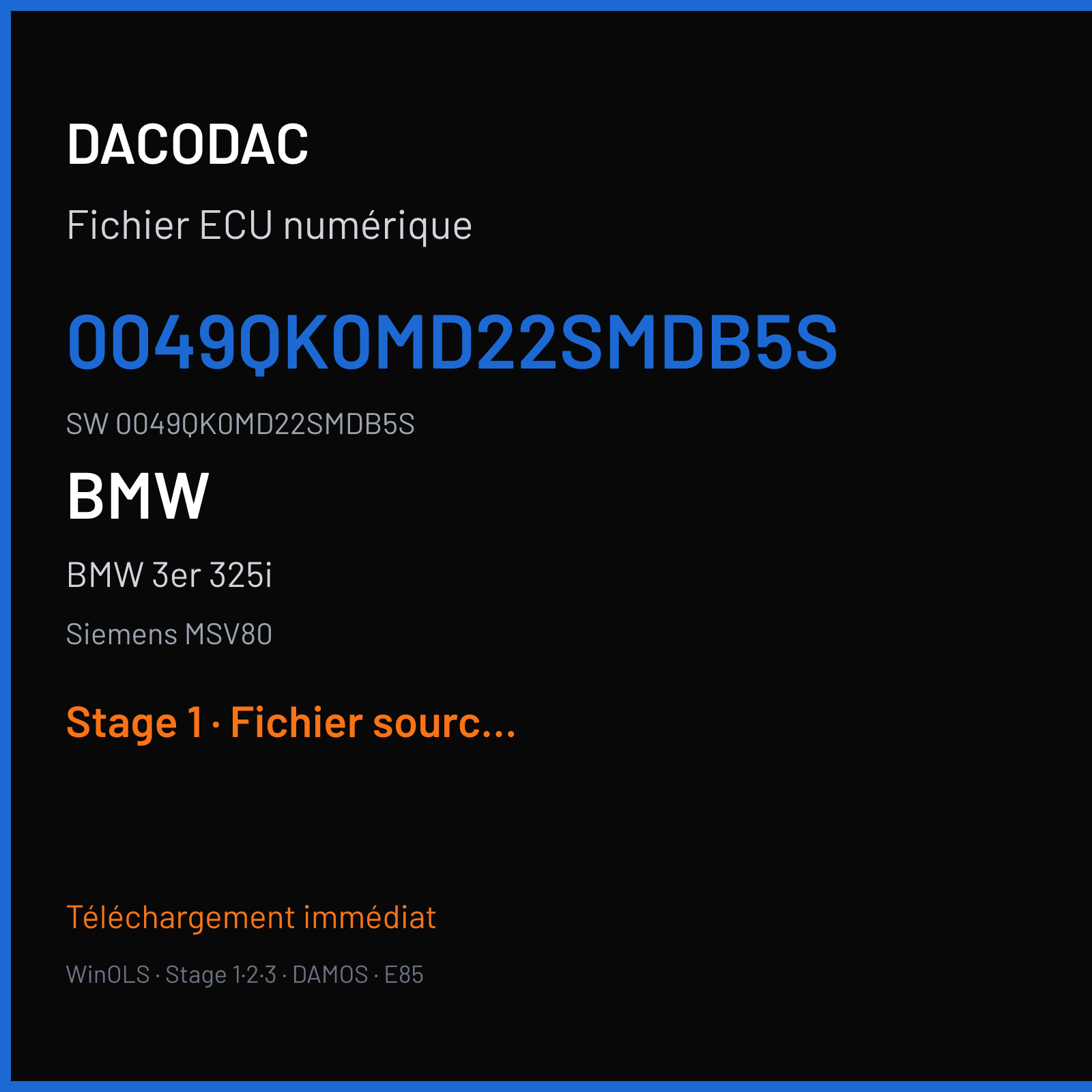 BMW 3er 325i (2007) — Siemens MSV80 — 0049QK0MD22SMDB5S · 0049QK0MD22SMDB5S — Stage 1
